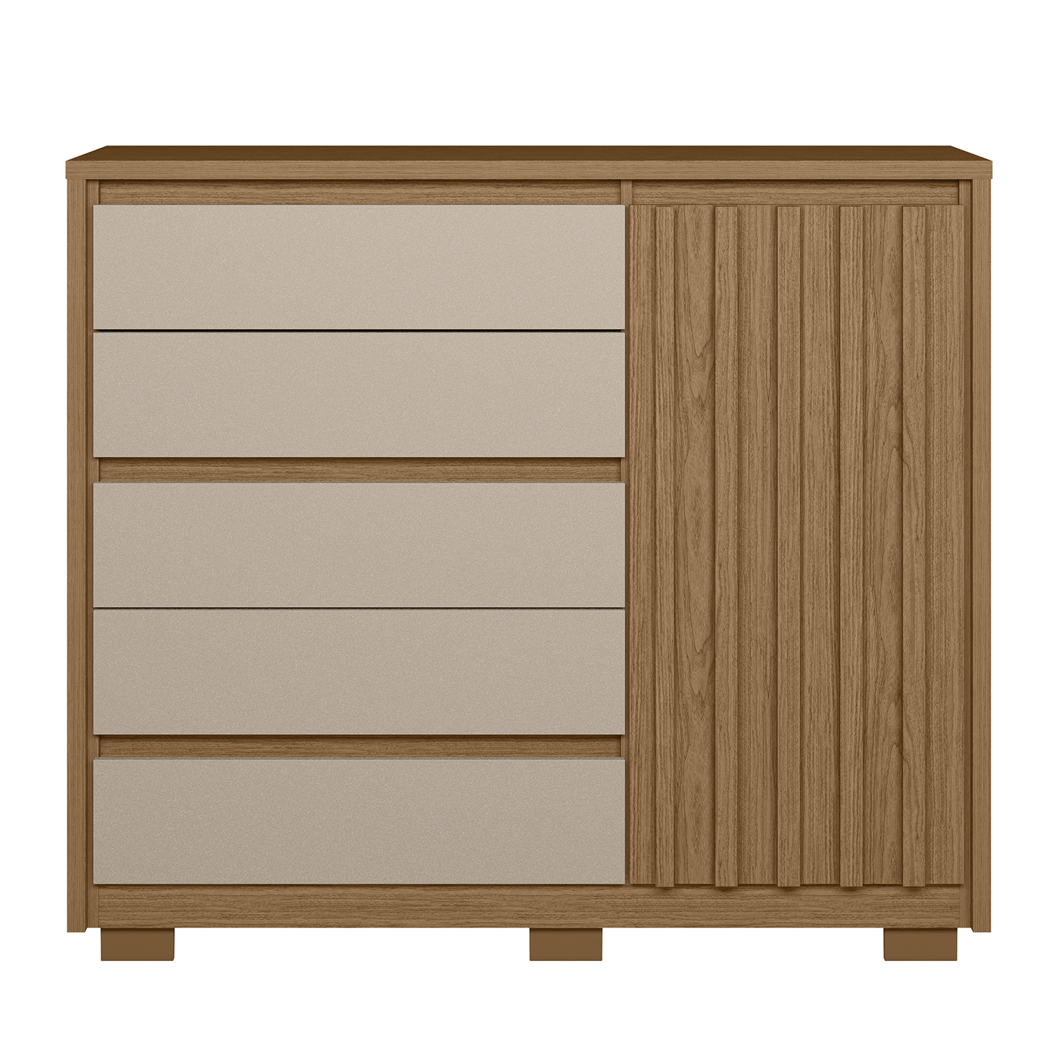 COMODA ZAPATERA VEKKA HOME DUETO 1 PUERTA 5 CAJONES BEIGE - 3