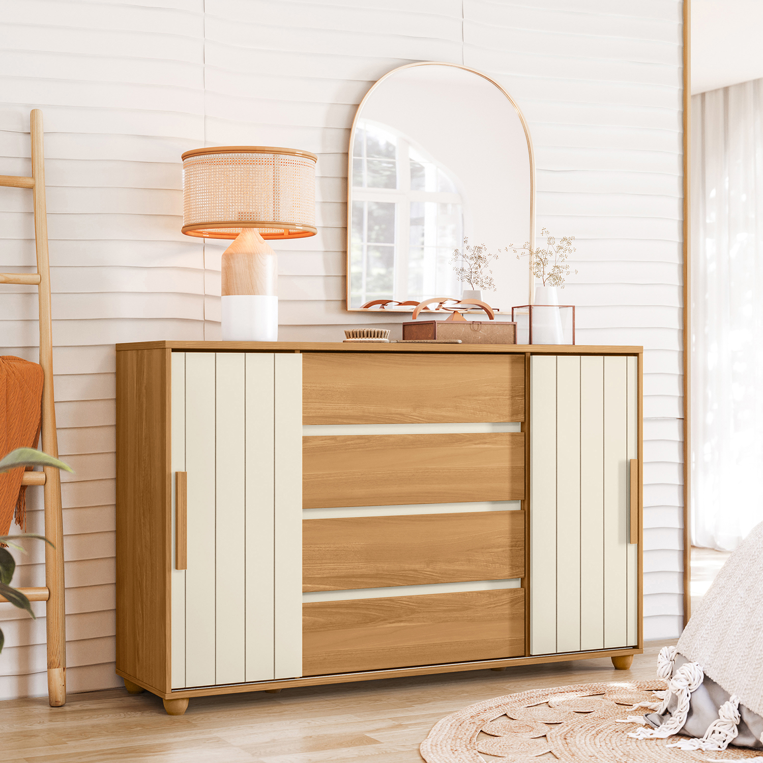 COMODA VEKKA HOME EVIDENZA 2 PUERTAS 4 CAJONES CAFE - 1