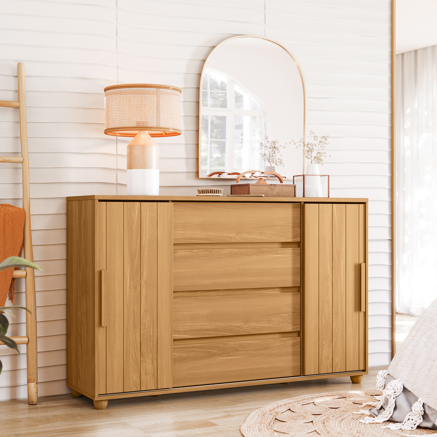 COMODA VEKKA HOME EVIDENZA 2 PUERTAS 4 CAJONES CAFE - 2