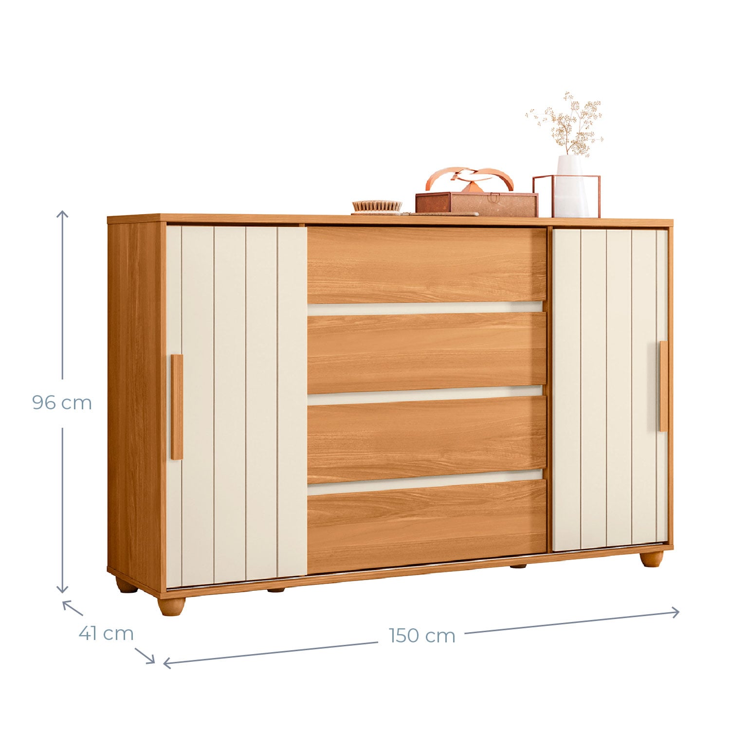 COMODA VEKKA HOME EVIDENZA 2 PUERTAS 4 CAJONES CAFE - 7