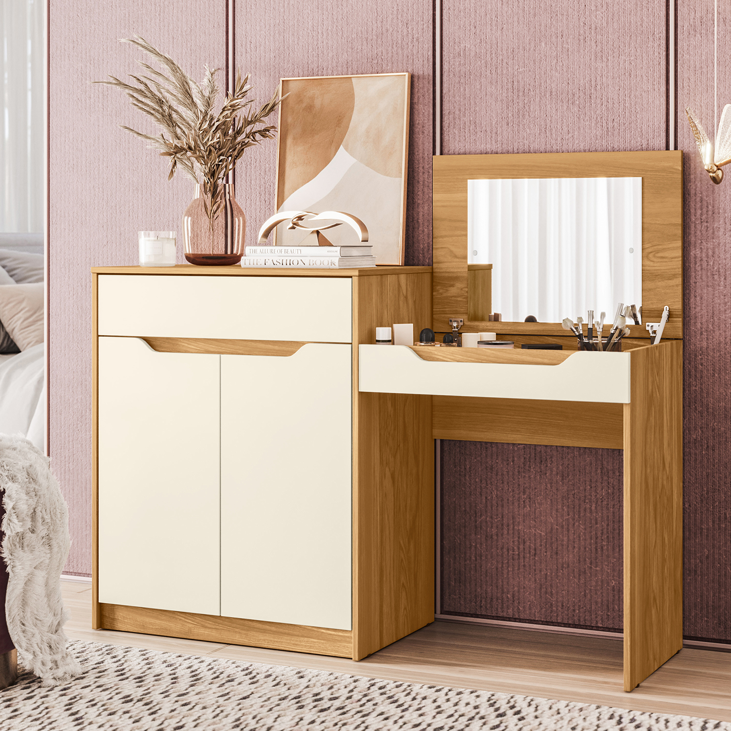 TOCADOR VEKKA HOME TREND 2 PUERTAS 1 CAJÓN BEIGE - 1