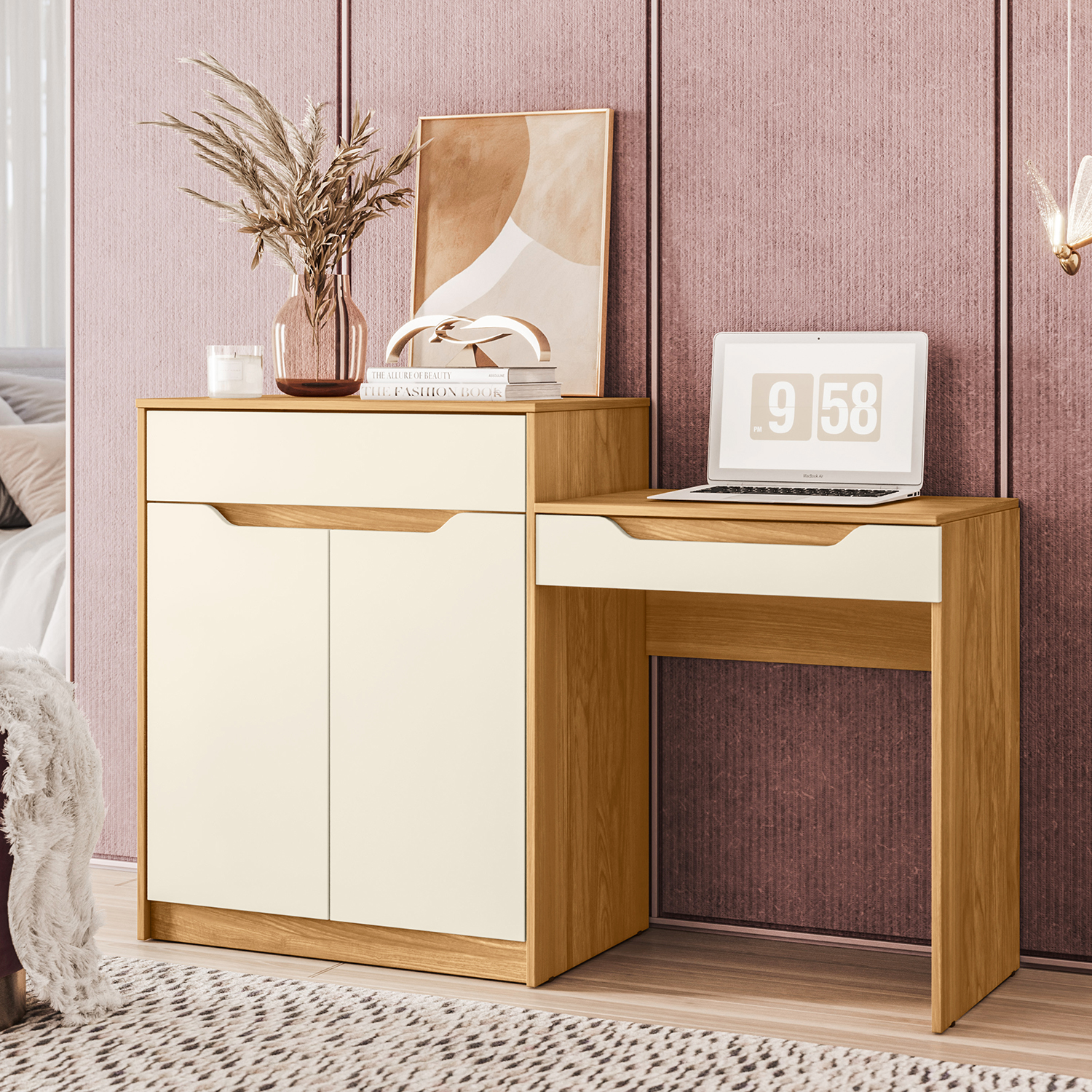 TOCADOR VEKKA HOME TREND 2 PUERTAS 1 CAJÓN BEIGE - 2