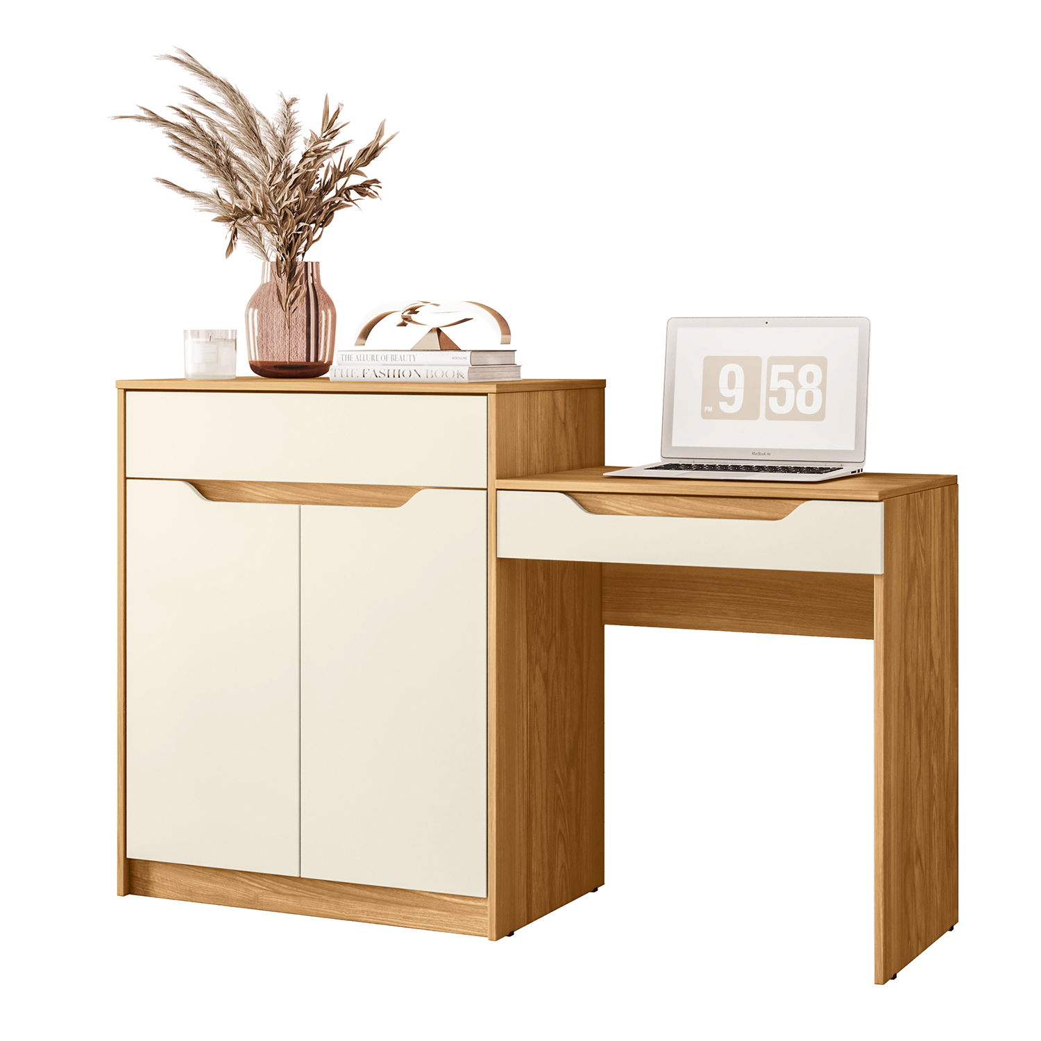 TOCADOR VEKKA HOME TREND 2 PUERTAS 1 CAJÓN BEIGE - 6