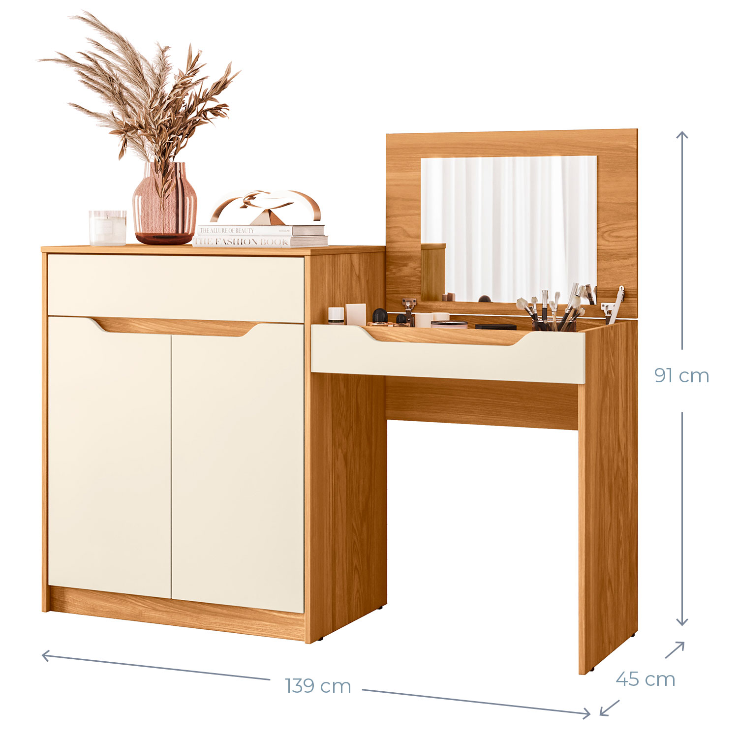 TOCADOR VEKKA HOME TREND 2 PUERTAS 1 CAJÓN BEIGE - 7