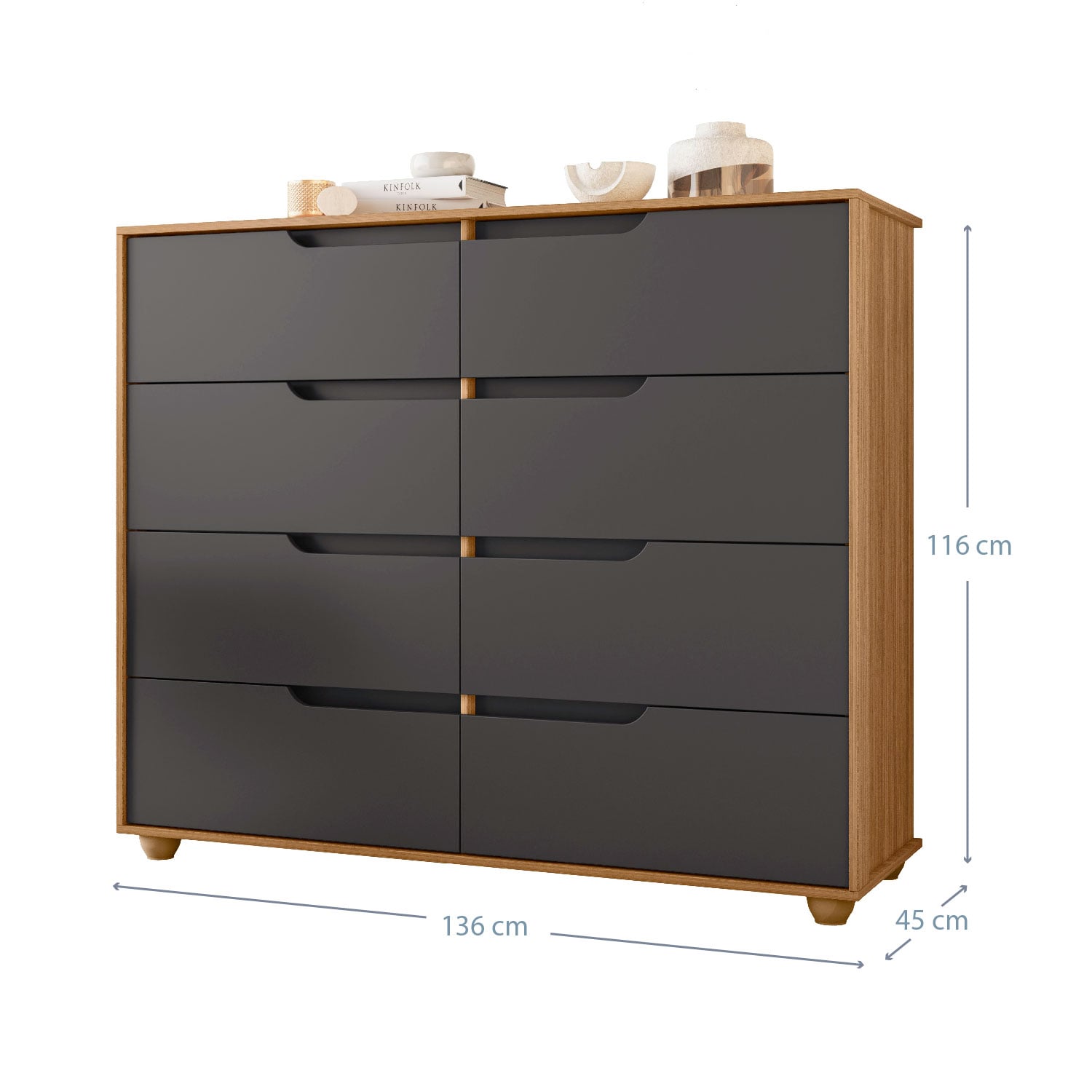 COMODA VEKKA HOME DOBLE EVO 8 CAJONES GRAFITO - 5