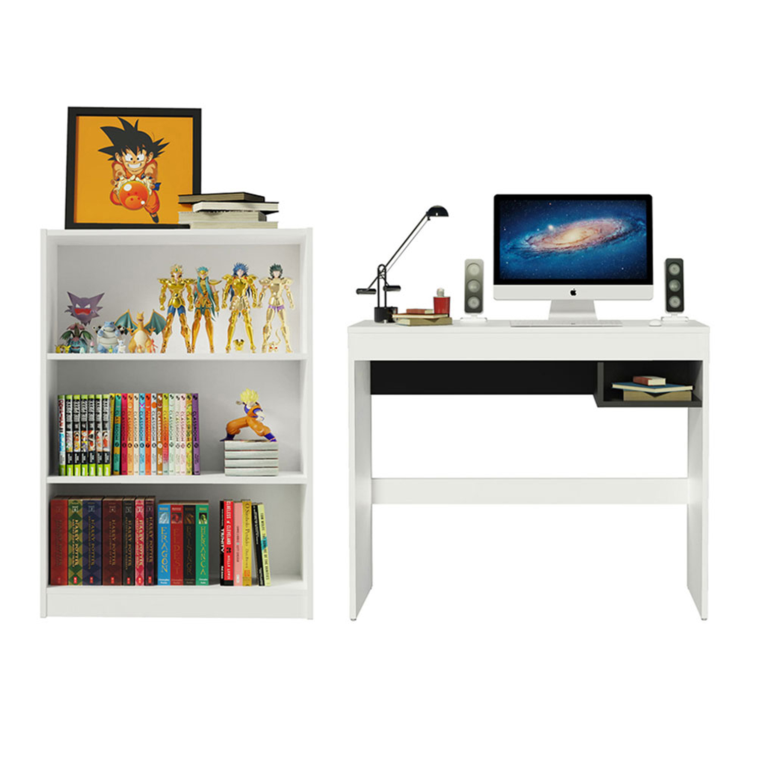 ESCRITORIO + ESTANTE VEKKA HOME RUBI BLANCO - 3