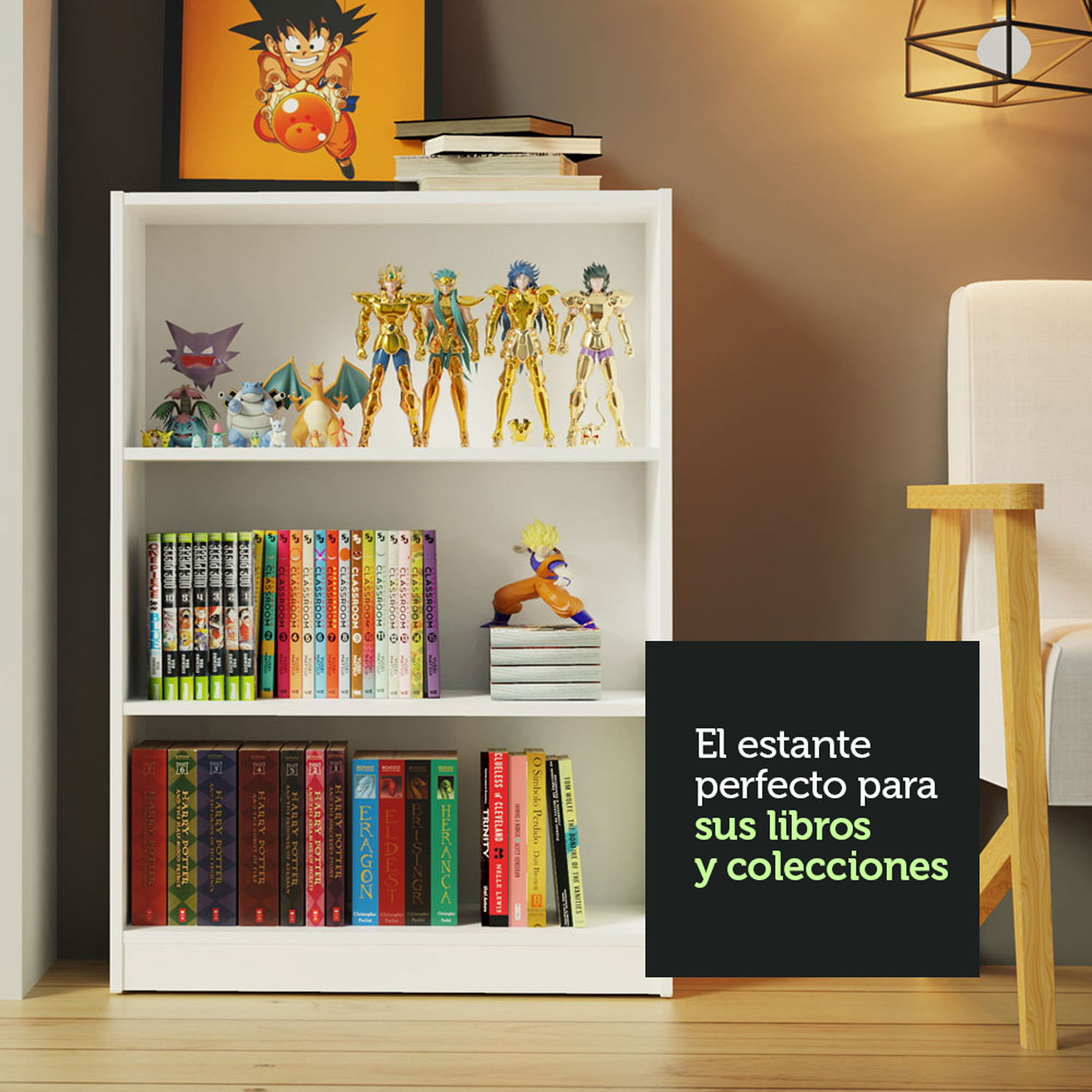 ESCRITORIO + ESTANTE VEKKA HOME RUBI BLANCO - 5
