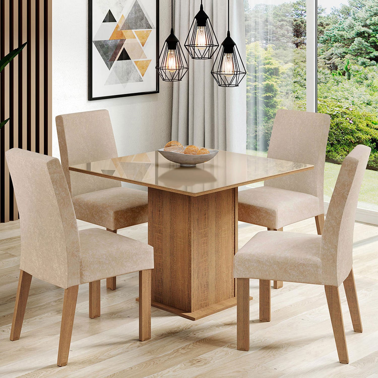 JUEGO COMEDOR VEKKA HOME LINDA FIORE 4 SILLAS - 1