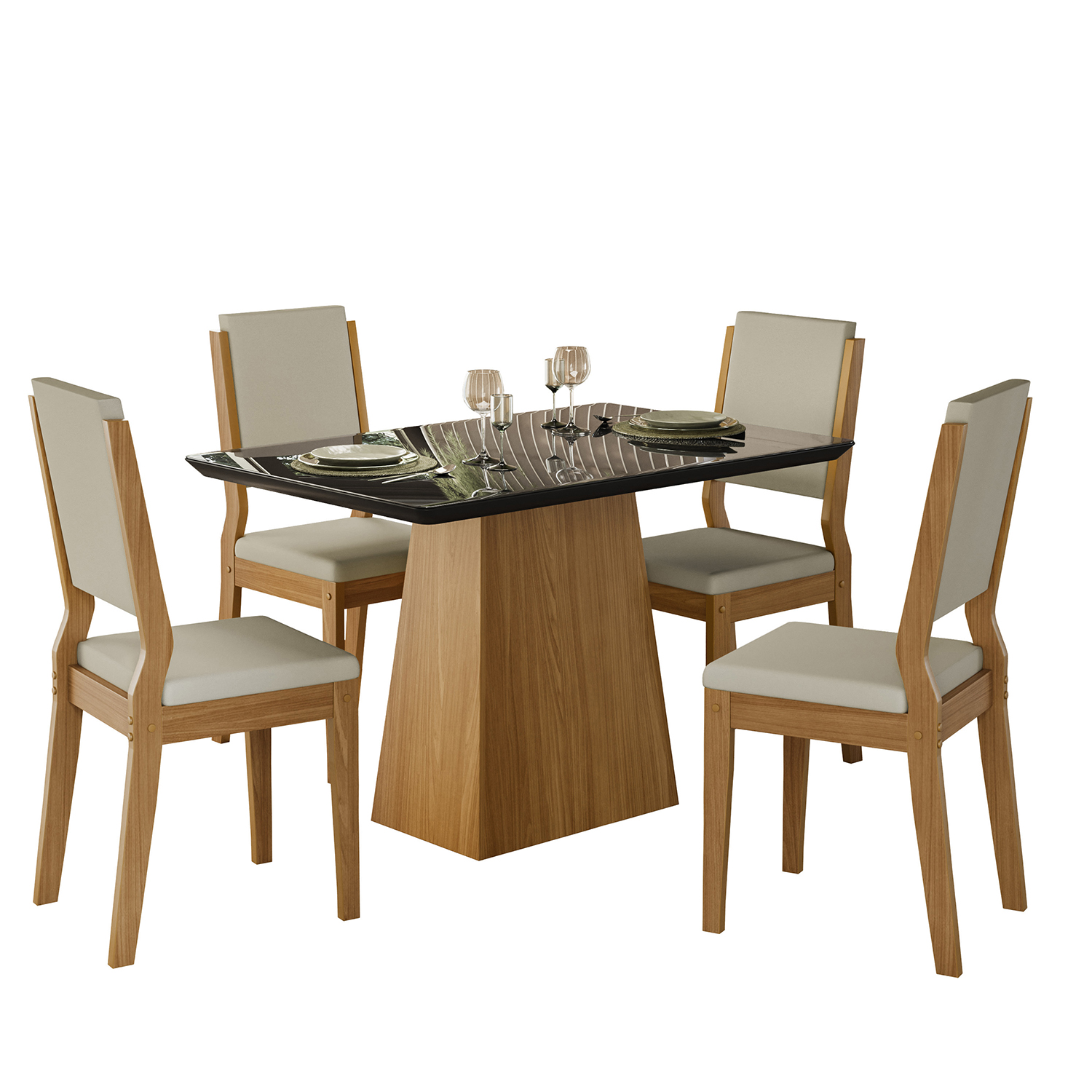 JUEGO DE COMEDOR VEKKA HOME BARBI CAROL 4 SILLAS GRIS - 2