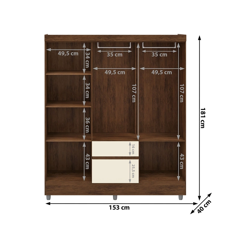 CLOSET 6 PUERTAS 2 CAJONES VEKKA HOME IDEAL CAFÉ - 8