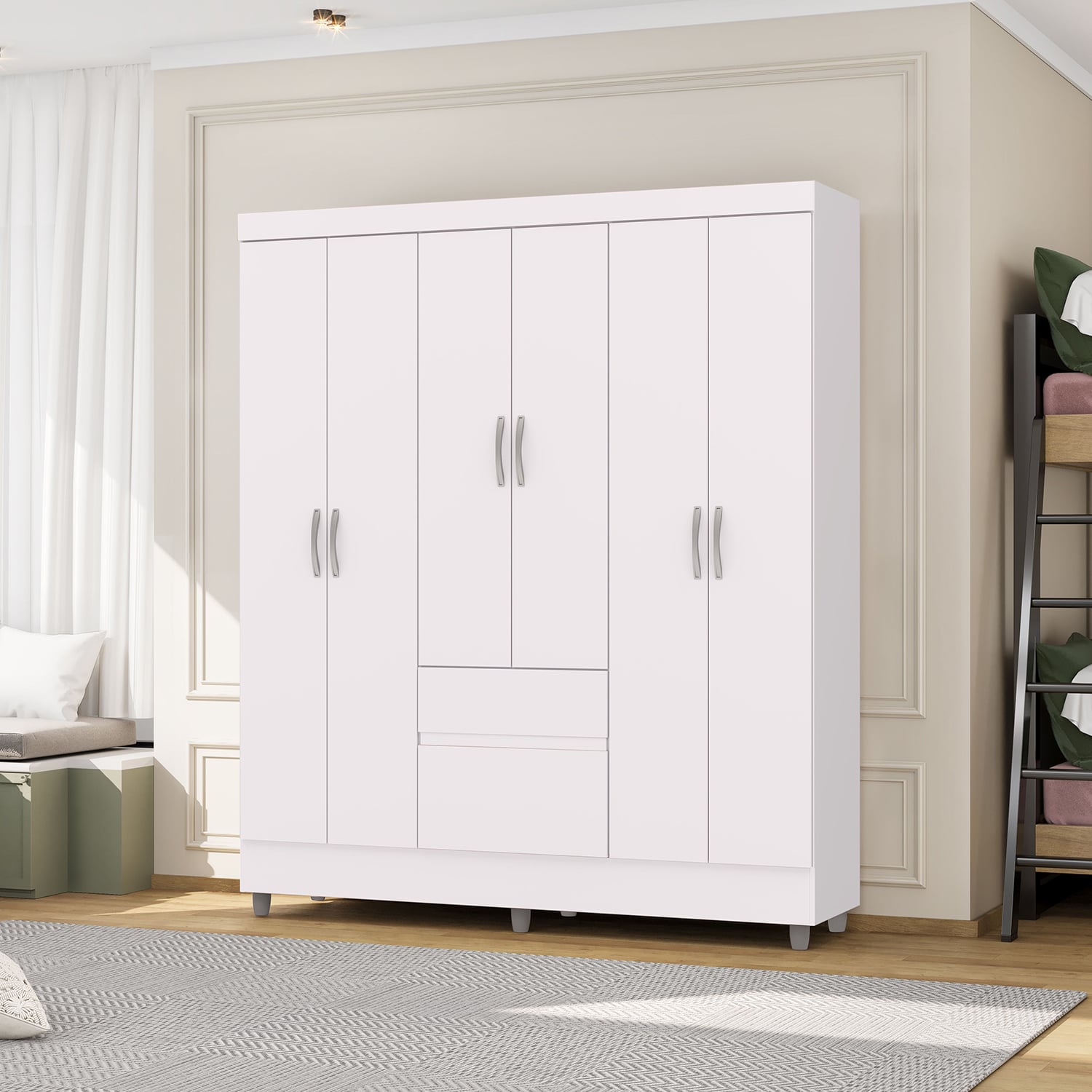 CLOSET 6 PUERTAS 2 CAJONES VEKKA HOME IDEAL BLANCO - 1