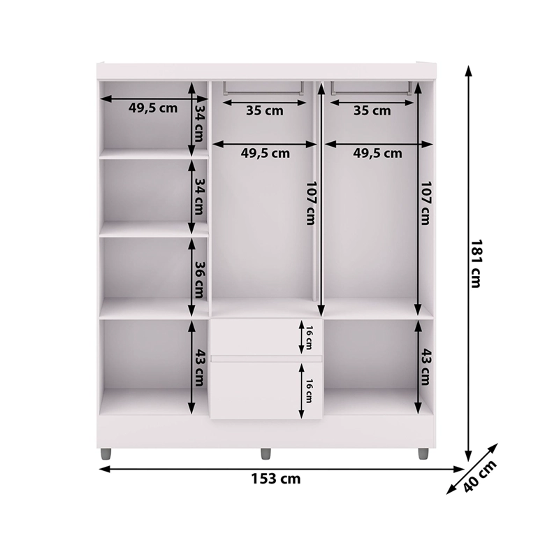 CLOSET 6 PUERTAS 2 CAJONES VEKKA HOME IDEAL BLANCO - 11