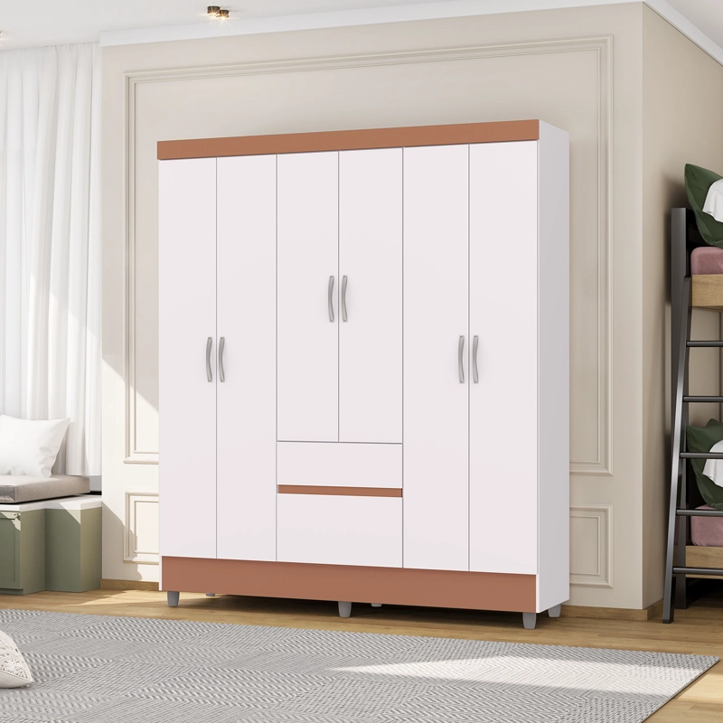 CLOSET 6 PUERTAS 2 CAJONES VEKKA HOME IDEAL BLANCO - 2