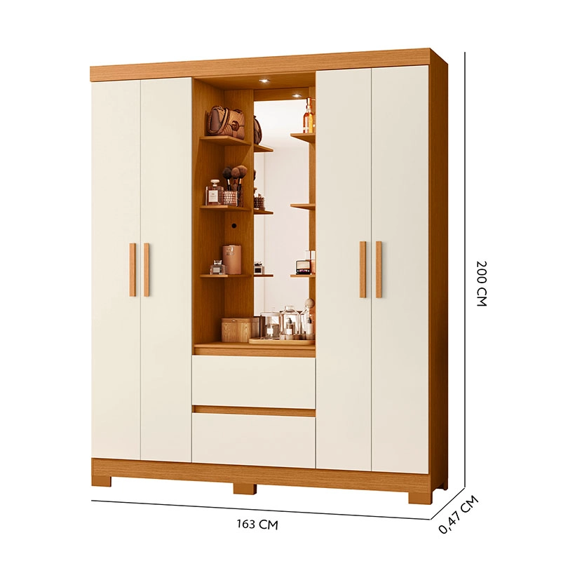 CLOSET OLIMPIA 4P 2C BEIGE con Espejo Iluminado - 5