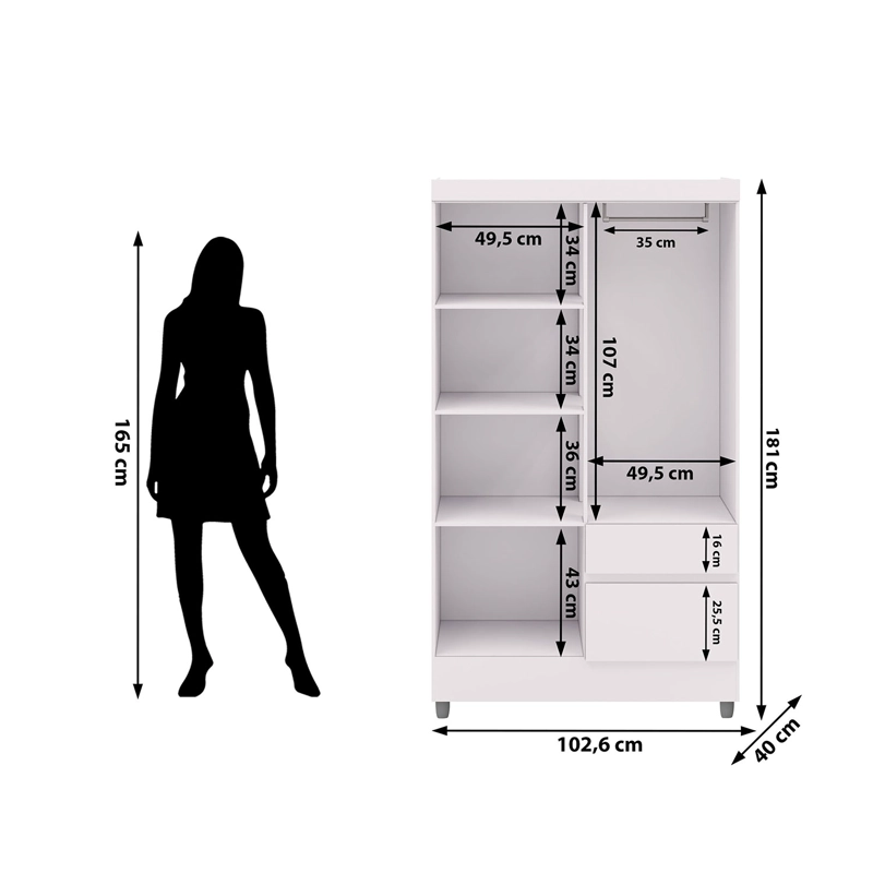 CLOSET IDEAL 4P 2C BLANCO VEKKAHOME - 2