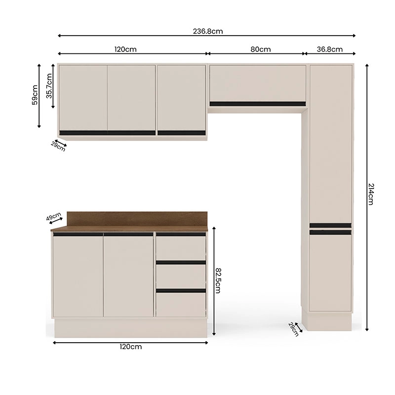 KIT COCINA KOYA PREMIER 8P 3C BEIGE DESPENSA VEKKAHOME - 3
