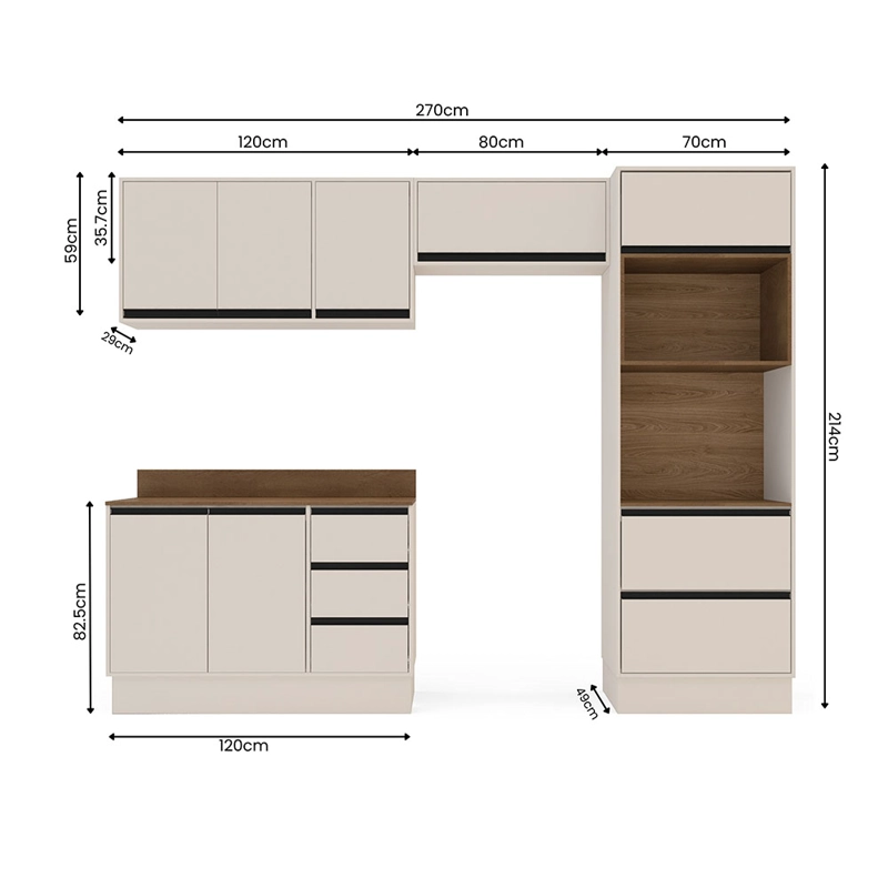 KIT COCINA KOYA PREMIER 7P 5C BEIGE DESPENSA VEKKAHOME - 3