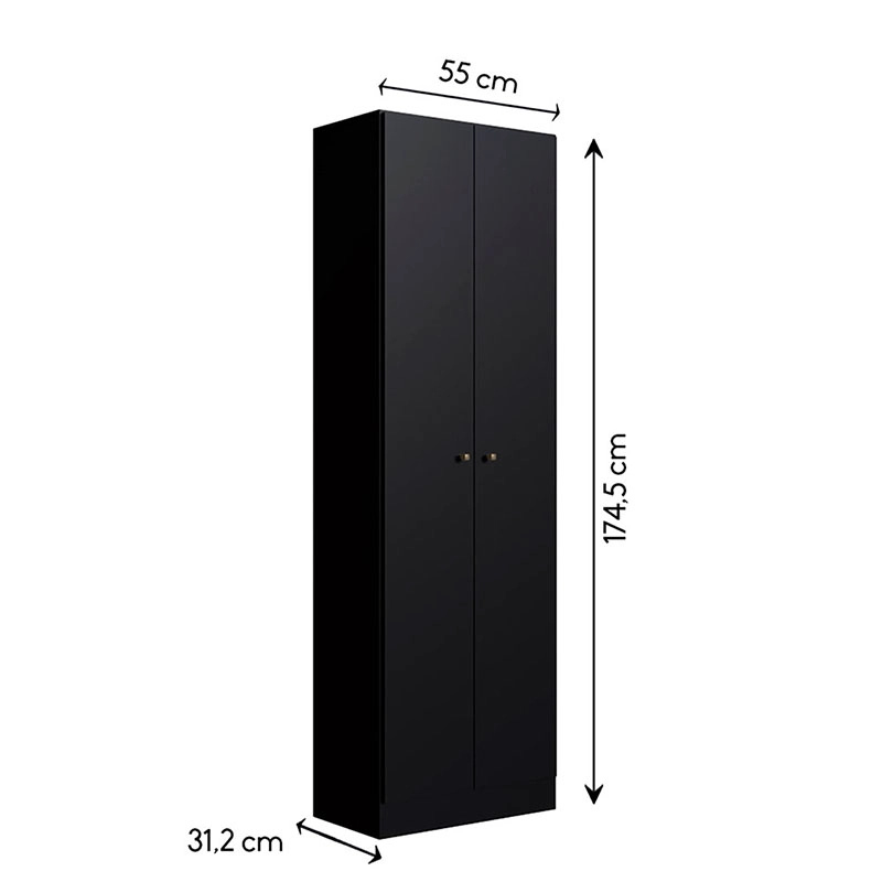 CLOSET XANGAI NEGRO 2 PUERTAS VEKKAHOME - 3