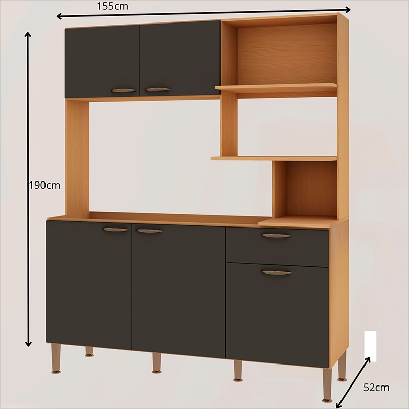 KIT COCINA BELLA GRIS 4P 2C VEKKAHOME - 5