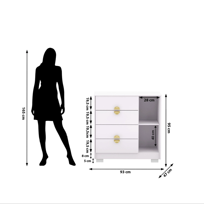 COMODA BELLA BLANCA 4C 1P VEKKAHOME - 3