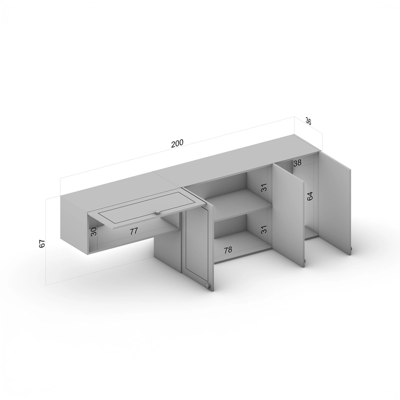 MUEBLE AEREO PEROLA 4P BLANCO/CAFE  VEKKAHOME - 3