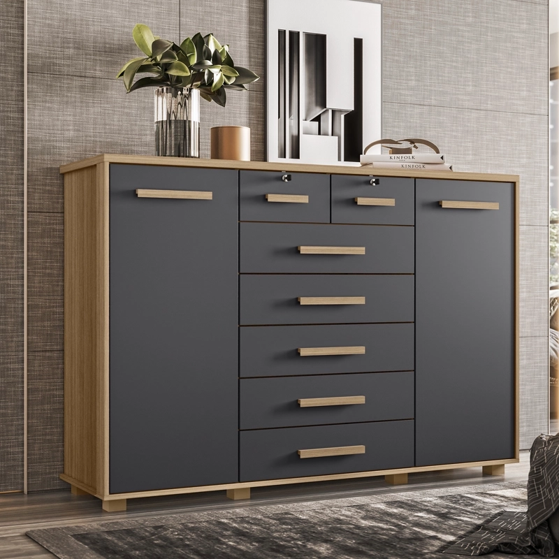 COMODA VEKKA HOME FONTANA 2 PUERTAS 7 CAJONES GRAFITO - 1