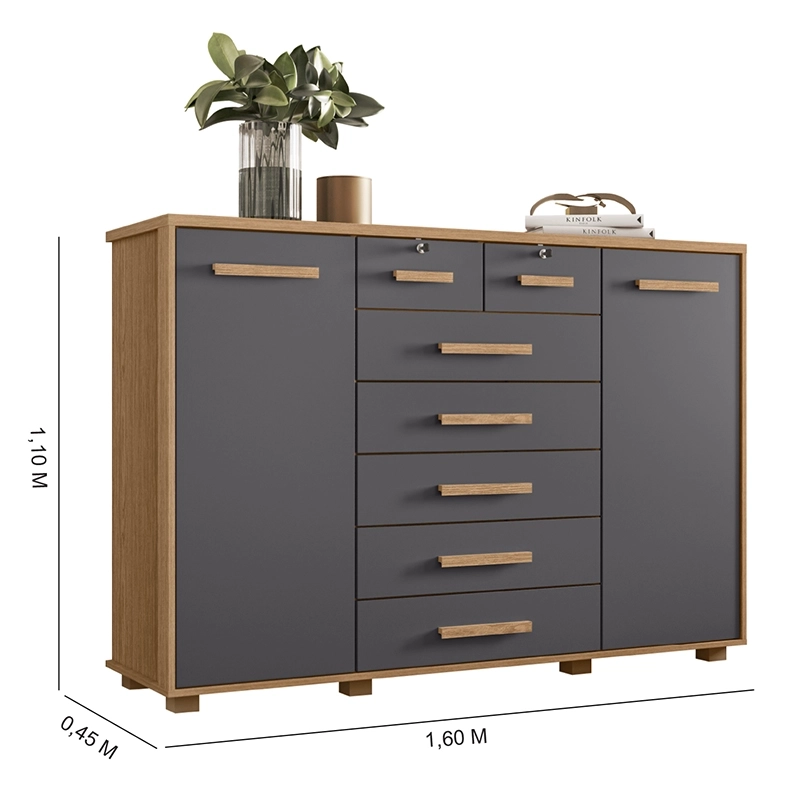 COMODA VEKKA HOME FONTANA 2 PUERTAS 7 CAJONES GRAFITO - 4
