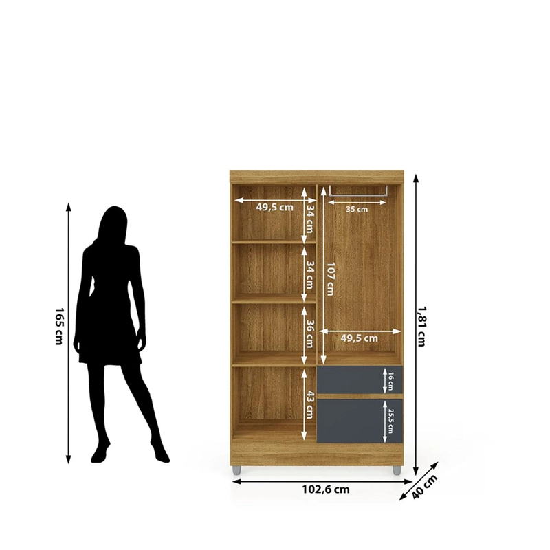 CLOSET IDEAL 4P 2C GRIS - 8