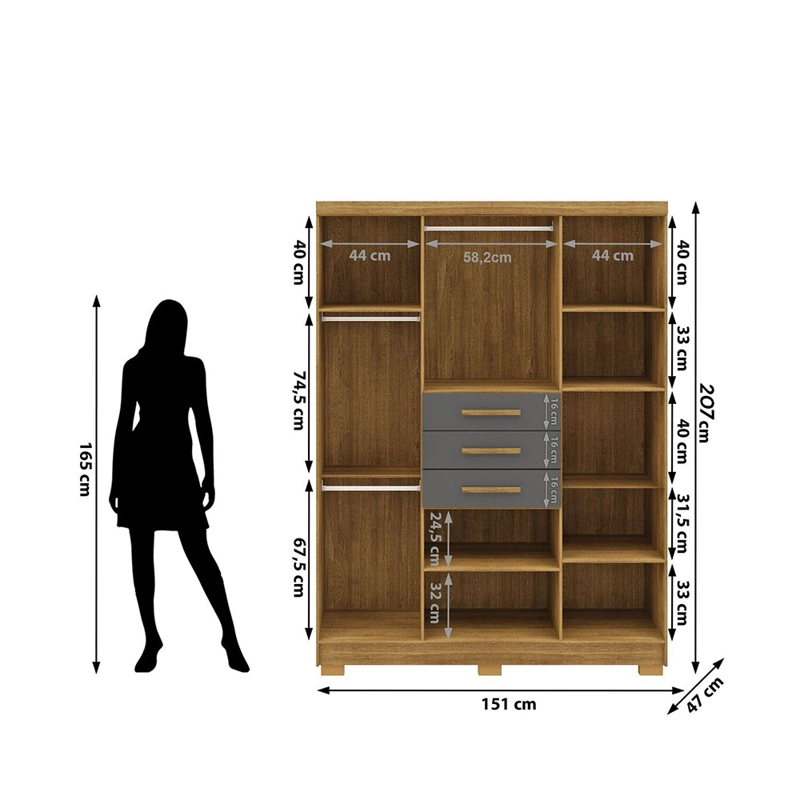 CLOSET TAURUS 6P 3C GRIS - 8