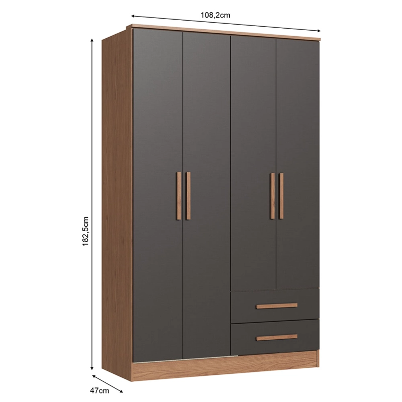 CLOSET PEQUIM 4 PUERTAS GRAFITO - 6