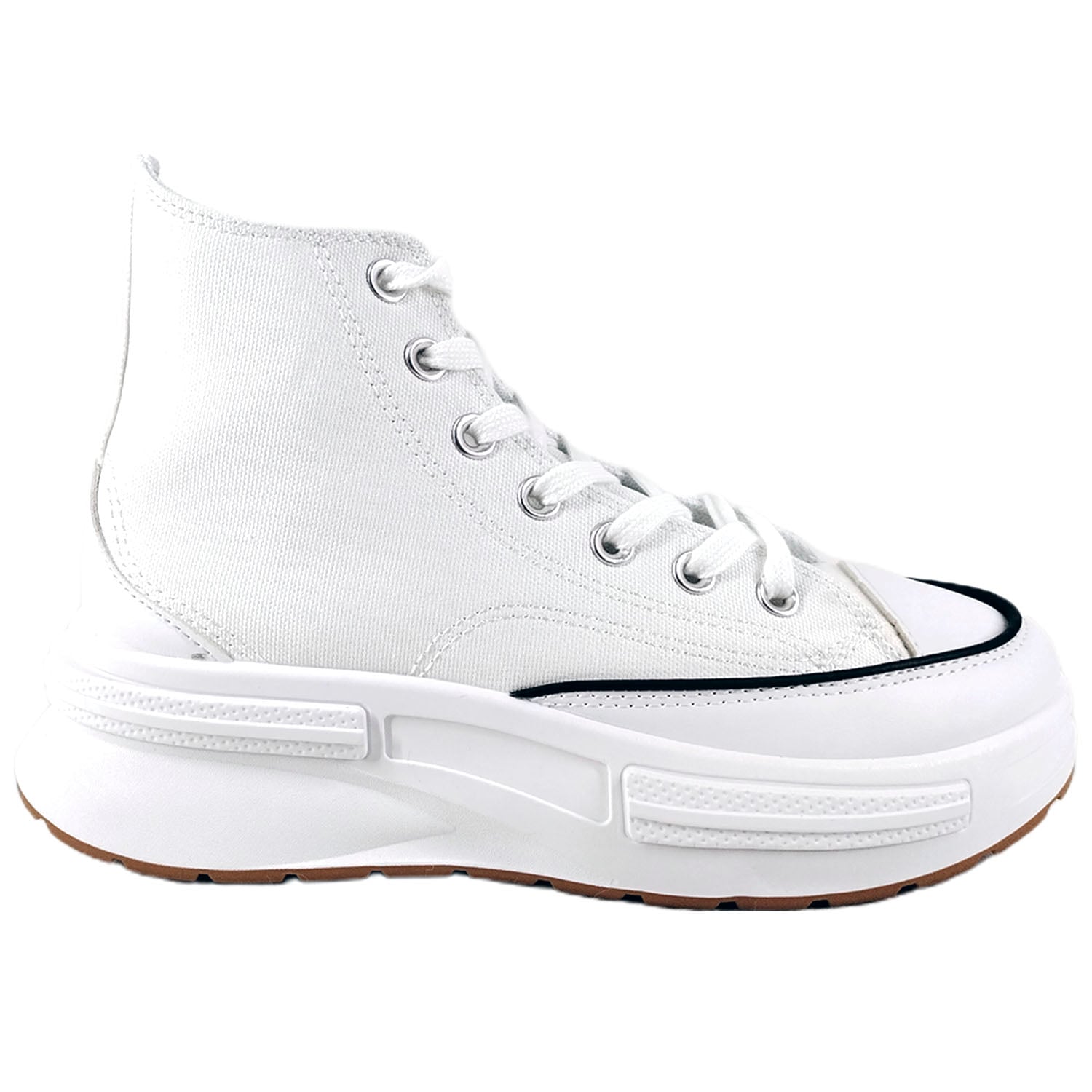 ZAPATILLAS MUJER MEGABAZAR URBANAS CASUALES BLANCO CAÑA ALTA DE CON FORMA J25 - 1