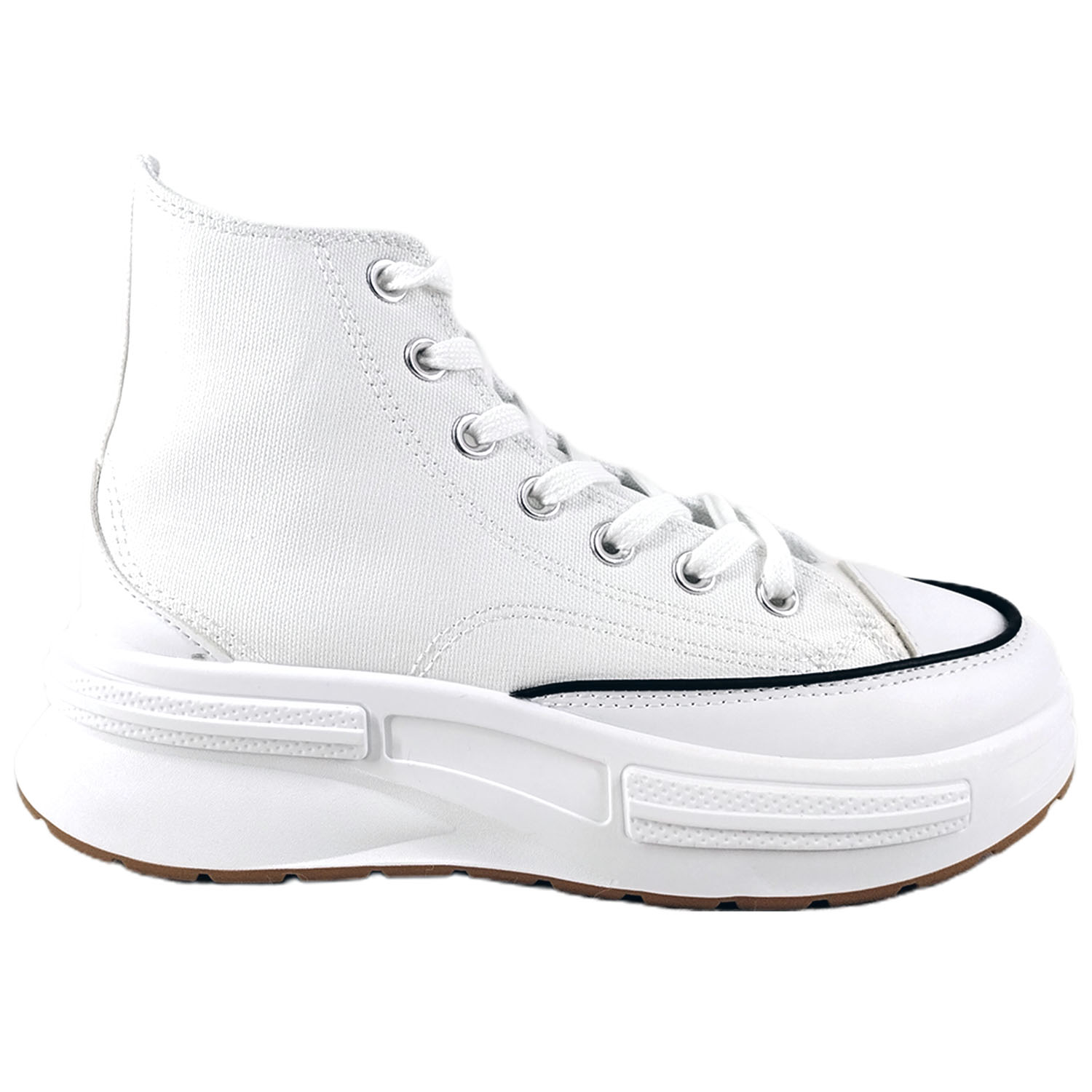 ZAPATILLAS MUJER MEGABAZAR URBANAS CASUALES BLANCO CAÑA ALTA DE CON FORMA J25 - 1