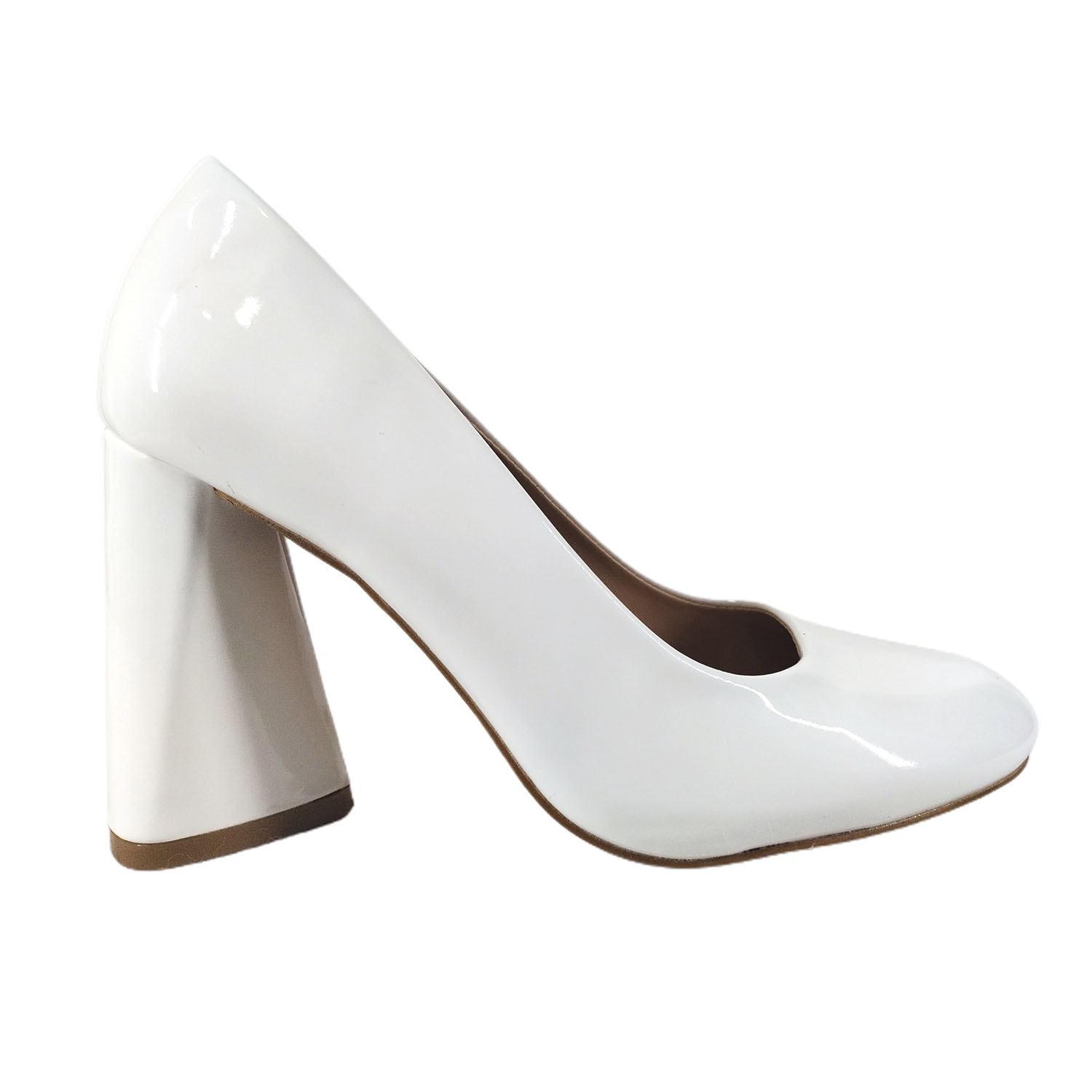 ZAPATO CHAROL FORMAL DE MUJER TACO GRUESO ALTO - 1