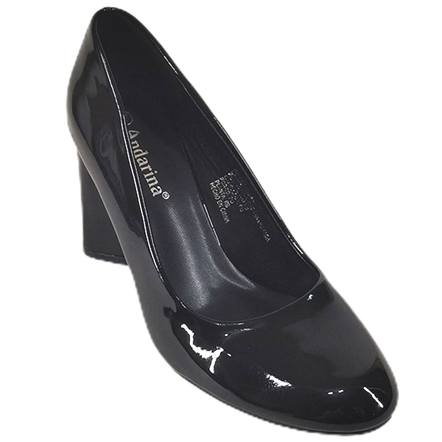 ZAPATO CHAROL FORMAL DE MUJER TACO GRUESO ALTO - 3