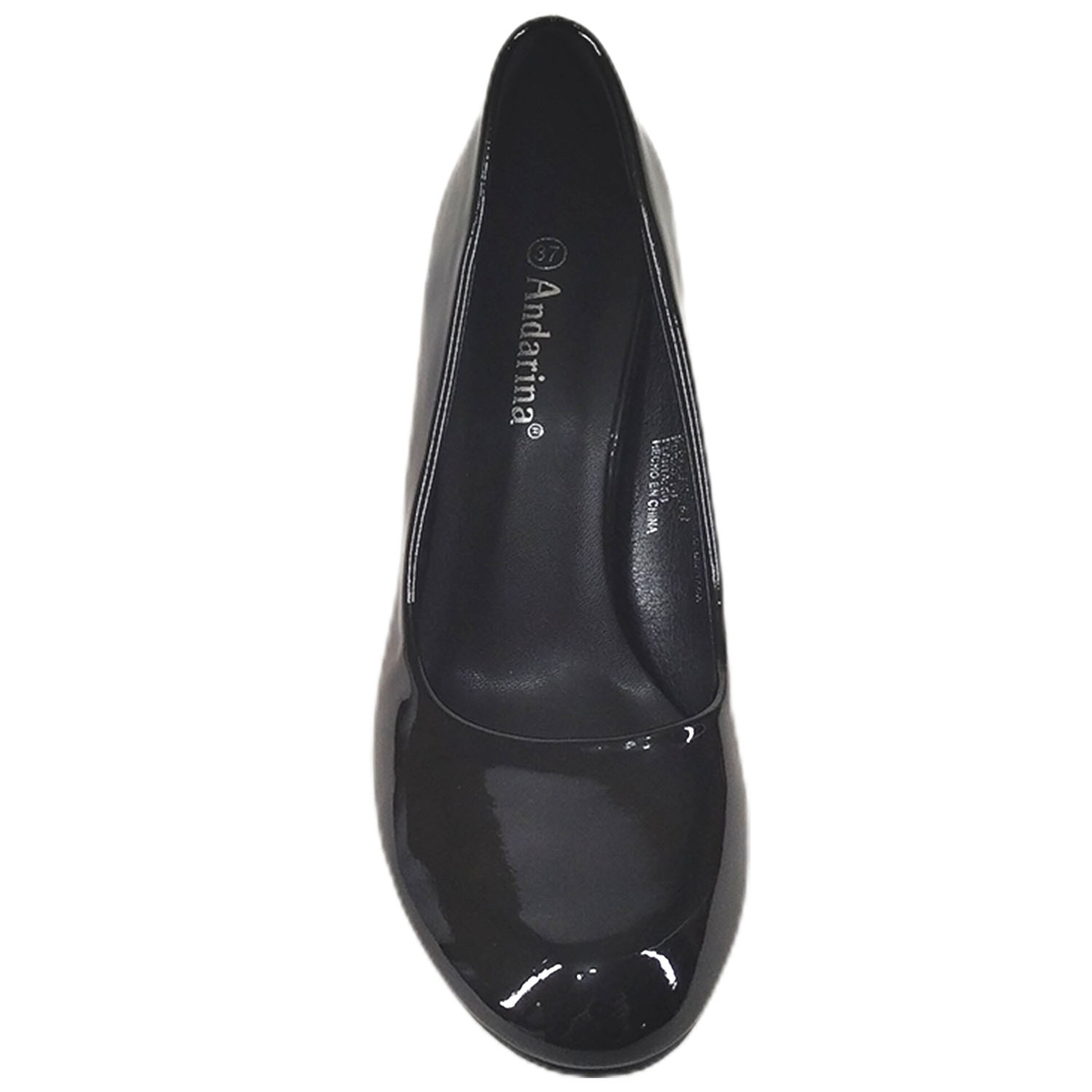 ZAPATO CHAROL FORMAL DE MUJER TACO GRUESO ALTO - 4
