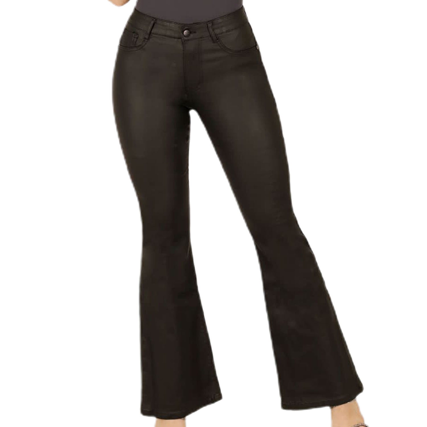 JEANS ECOCUERO ACAMPANADO MUJER PUSH UP J85 - 2