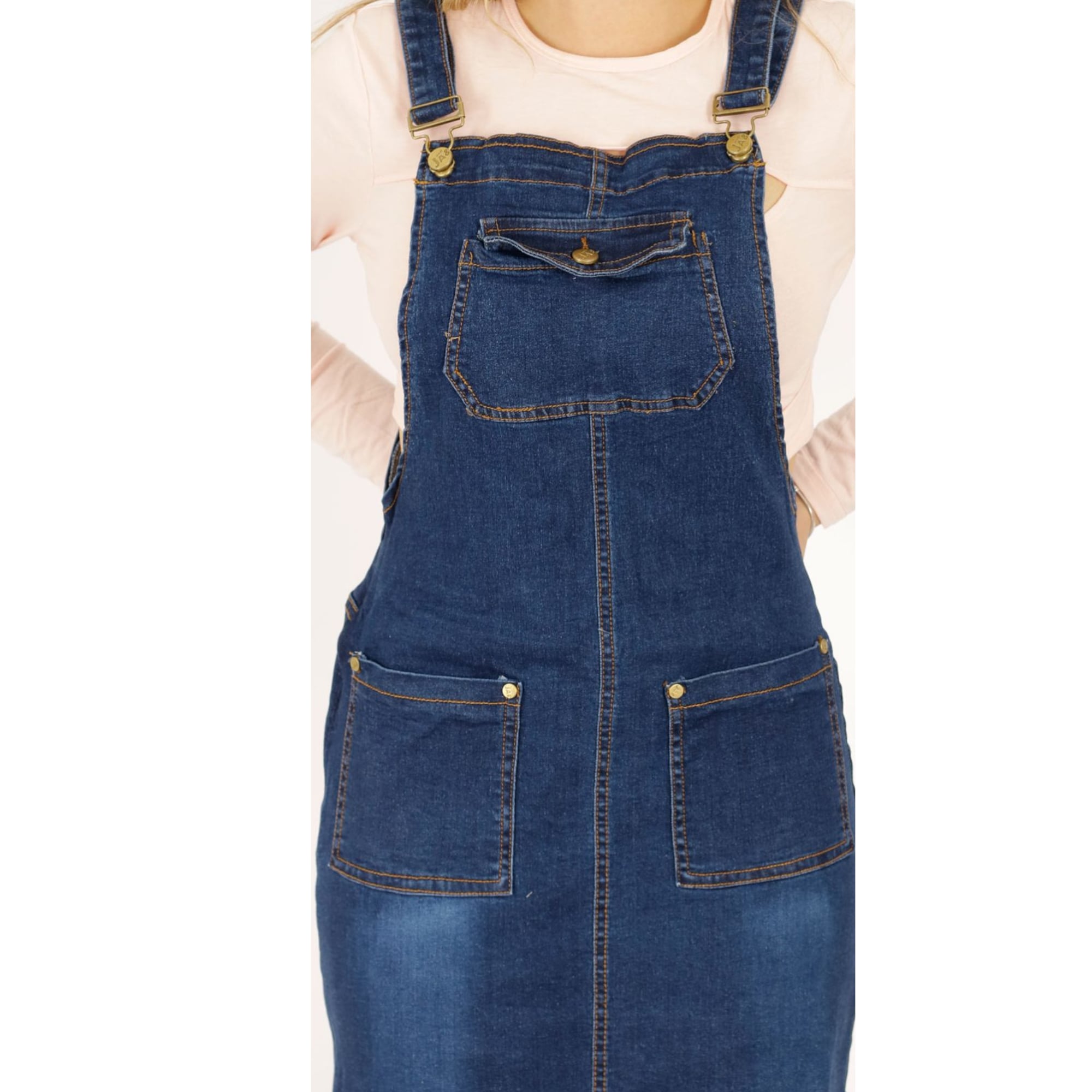 JARDINERA FALDA DE JEANS MUJER MEGABAZAR AZUL J5028 28 YASSNE - 4