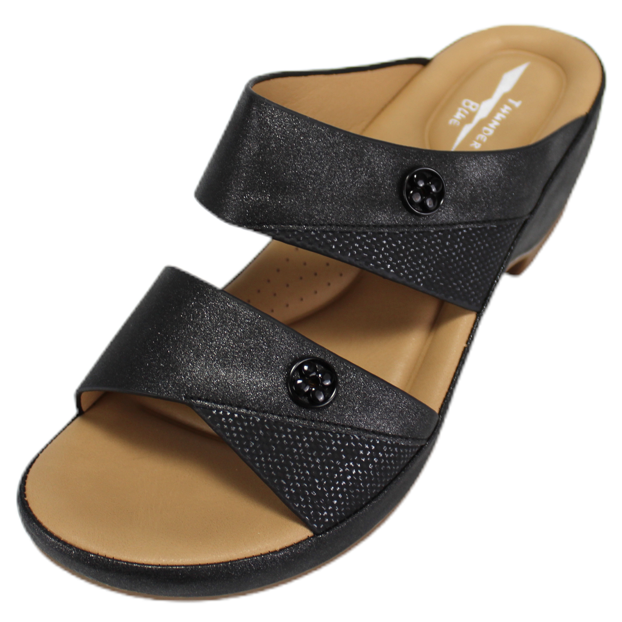 SANDALIA CASUAL MUJER TACO MEDIO H53 YASSNE NEGRO - 2