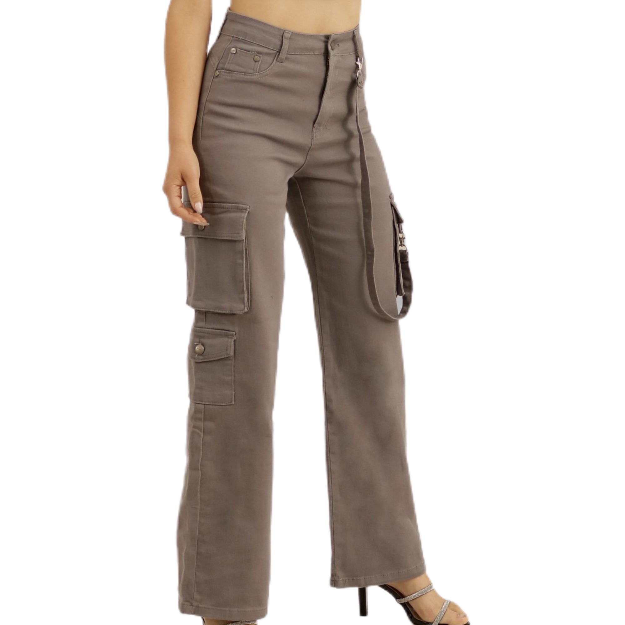 JEANS MUJER MEGABAZAR GRIS CARGO J9810 - 4