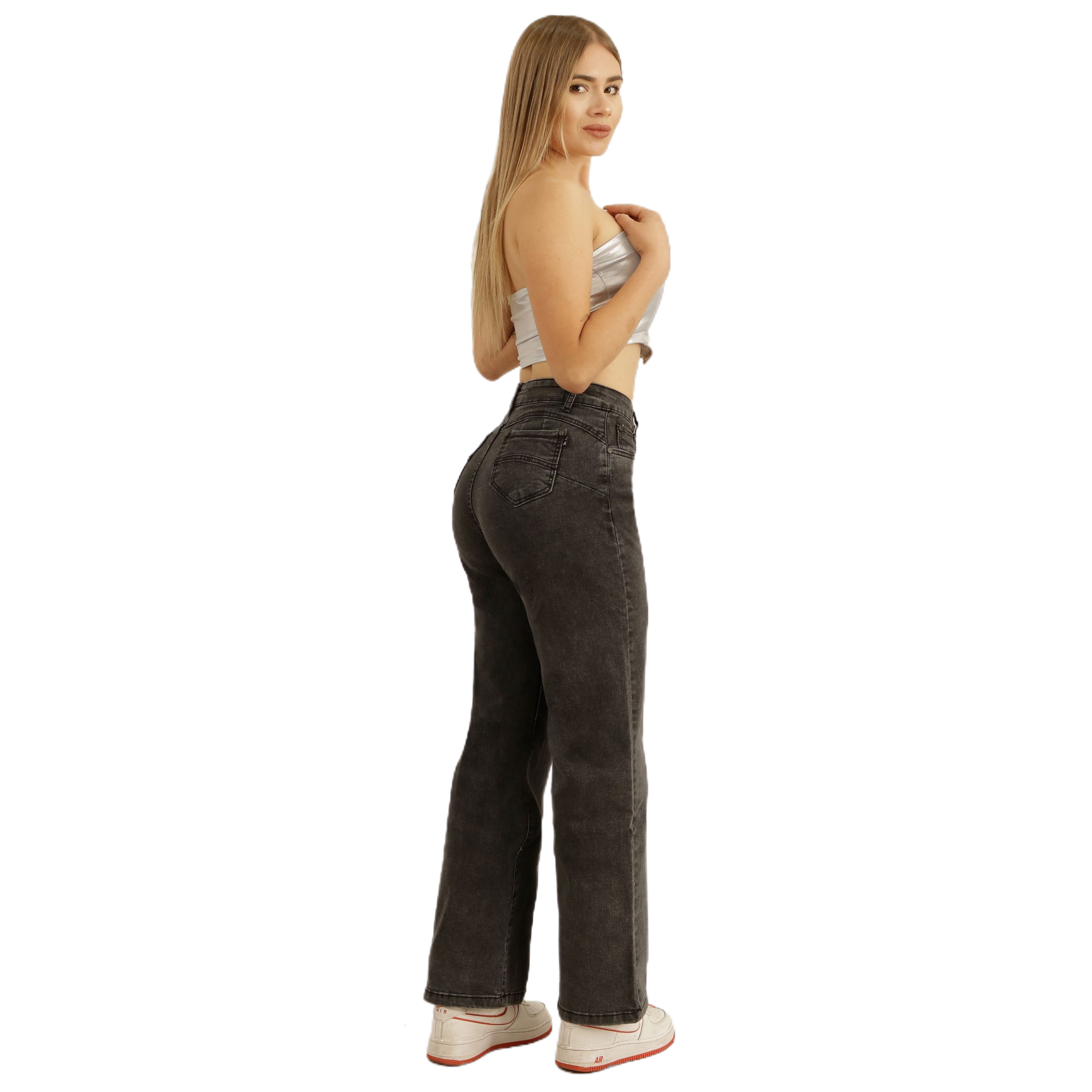 JEANS MUJER MEGABAZAR NEGRO RECTOS J9811 - 2