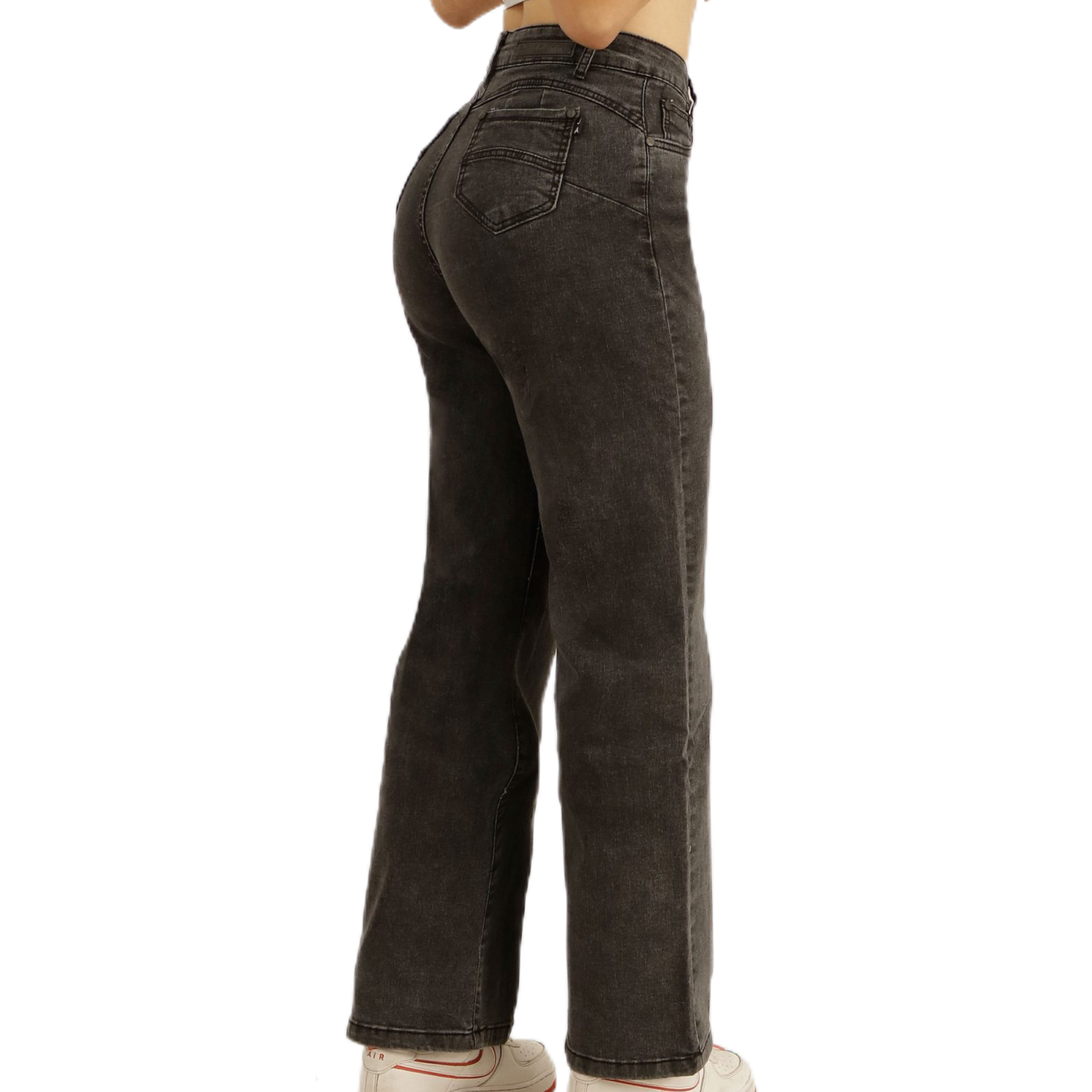 JEANS MUJER MEGABAZAR NEGRO RECTOS J9811 - 4