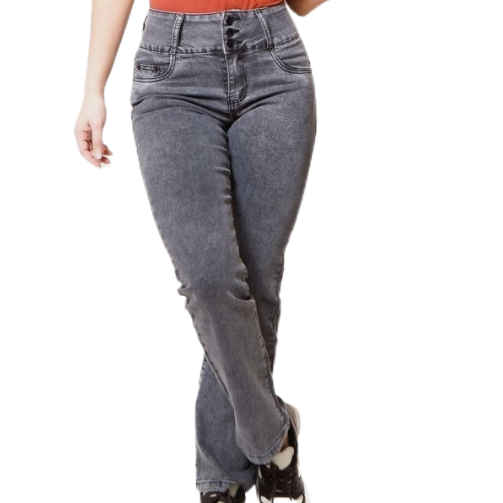 JEANS SLIM FIT MUJER MEGABAZAR GRIS J9702 - 3