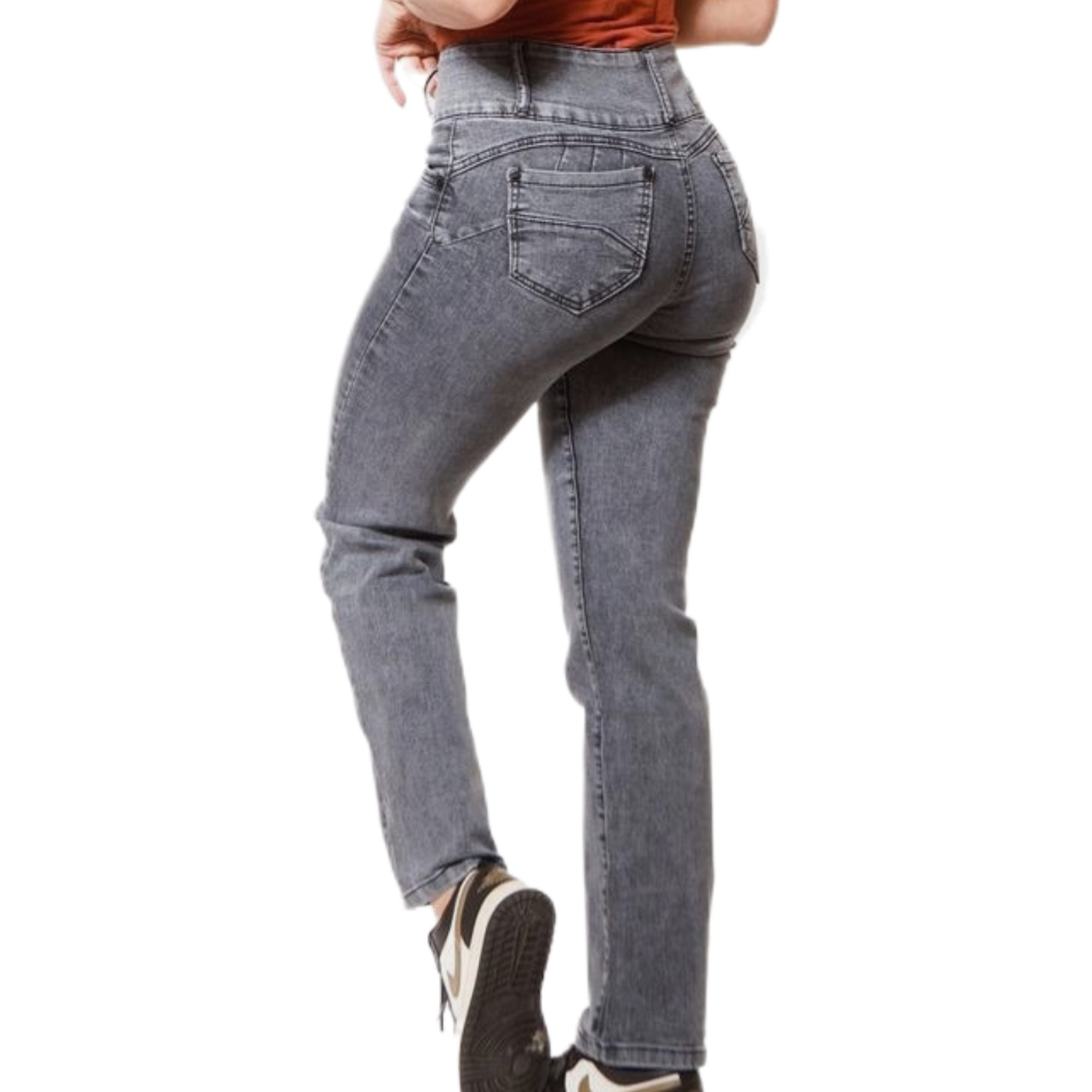 JEANS SLIM FIT MUJER MEGABAZAR GRIS J9702 - 4
