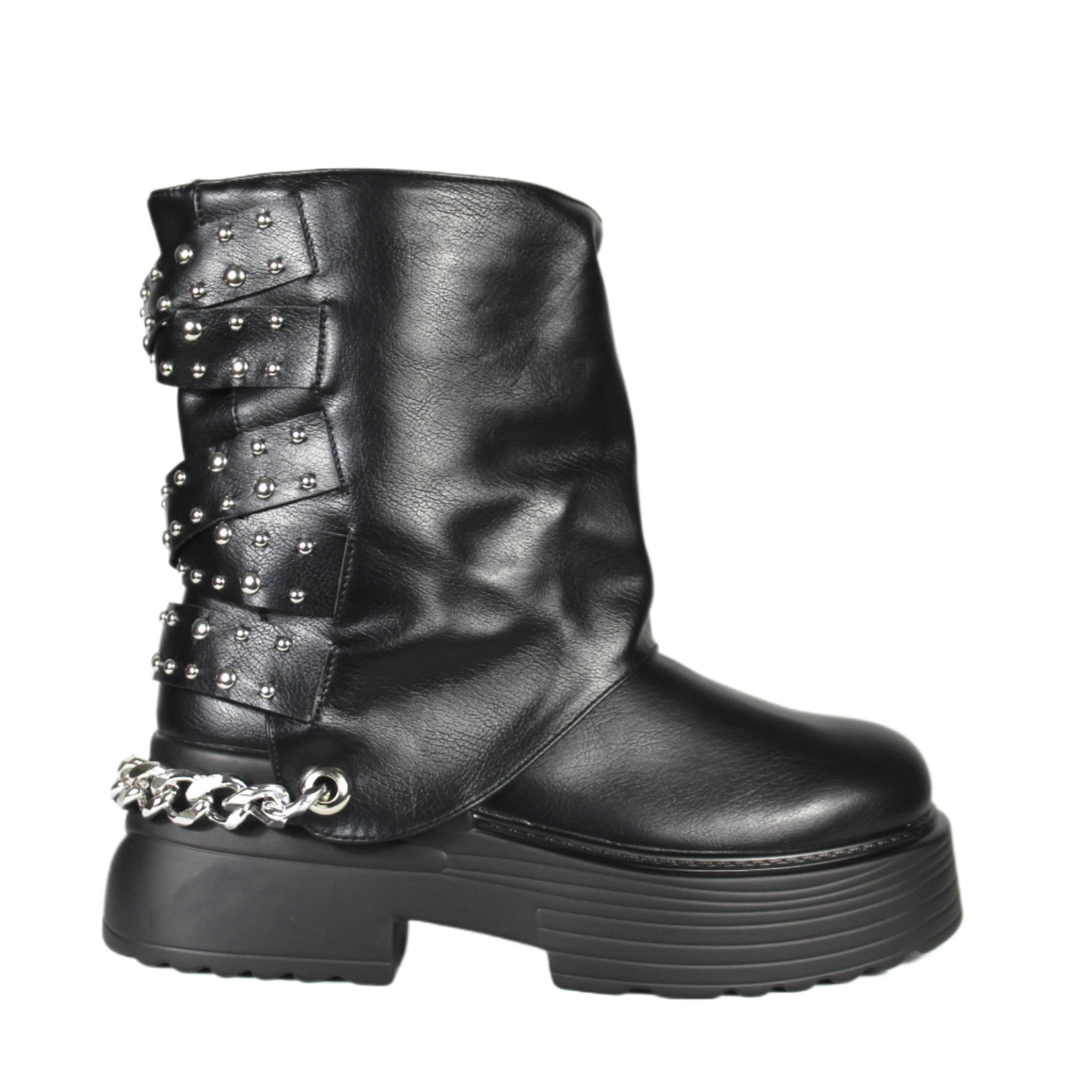 BOTA MUJER BIKER TACHAS 18 YASSNE NEGRO - 1