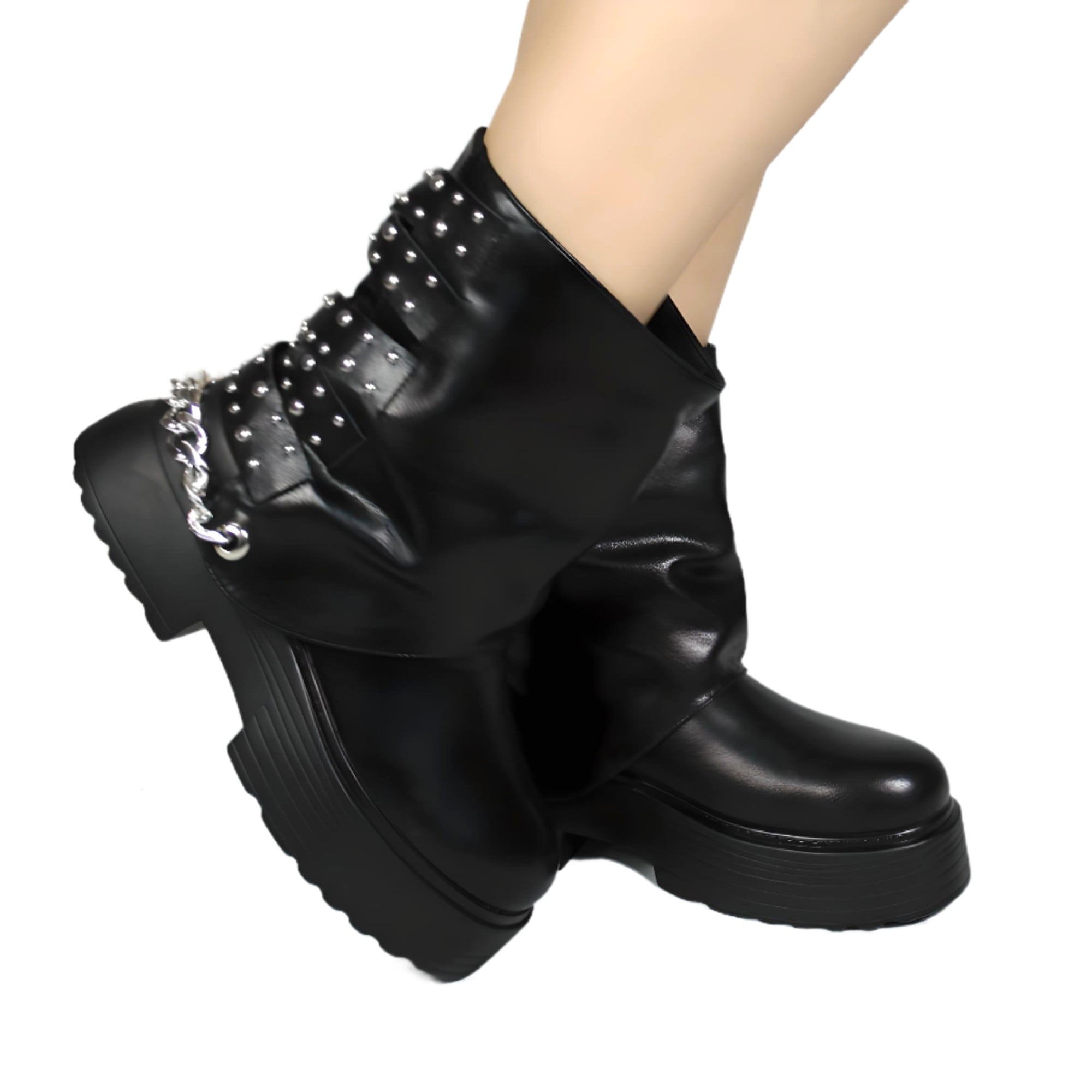 BOTA MUJER BIKER TACHAS 18 YASSNE NEGRO - 3