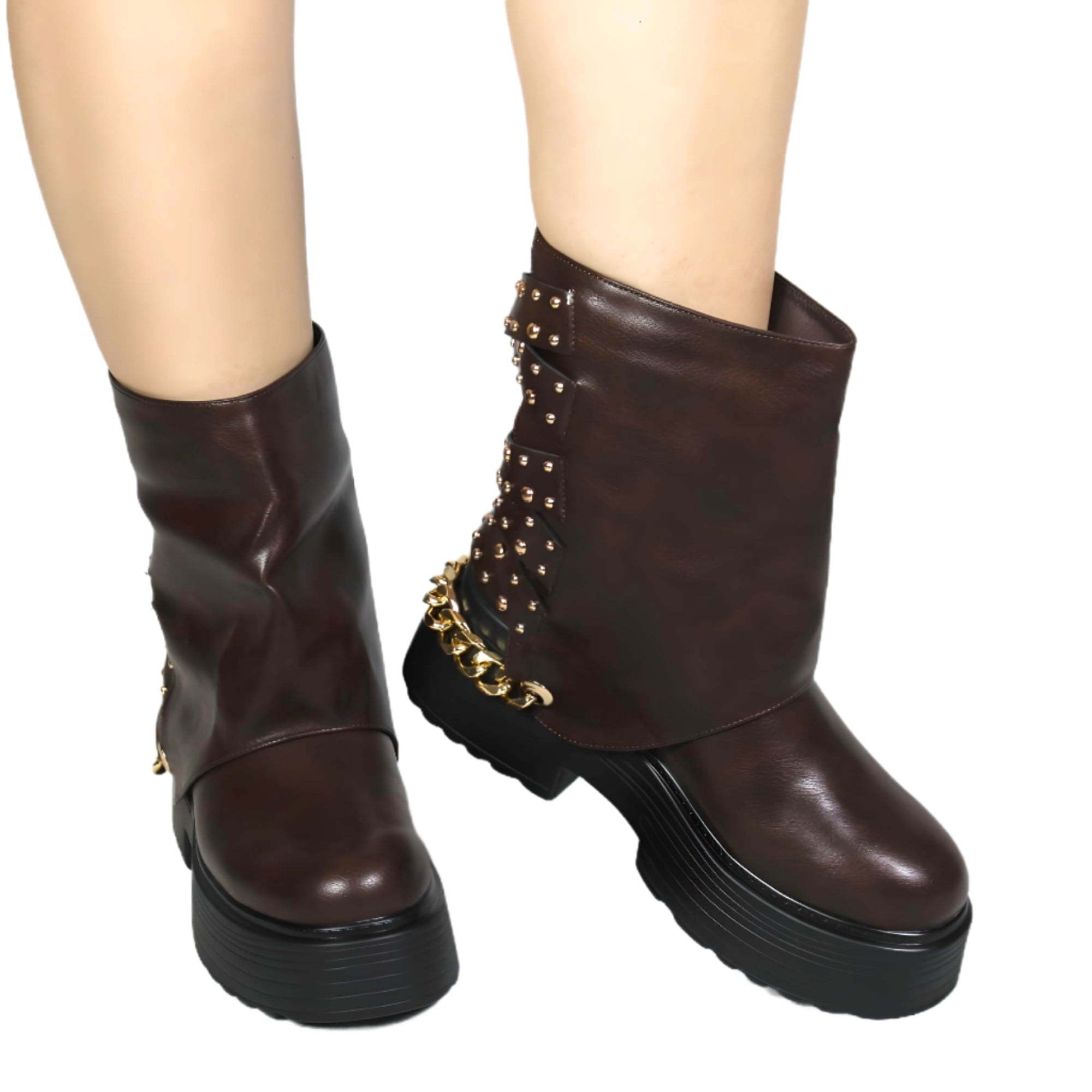BOTA MUJER BIKER TACHAS 18 YASSNE CAFE - 2