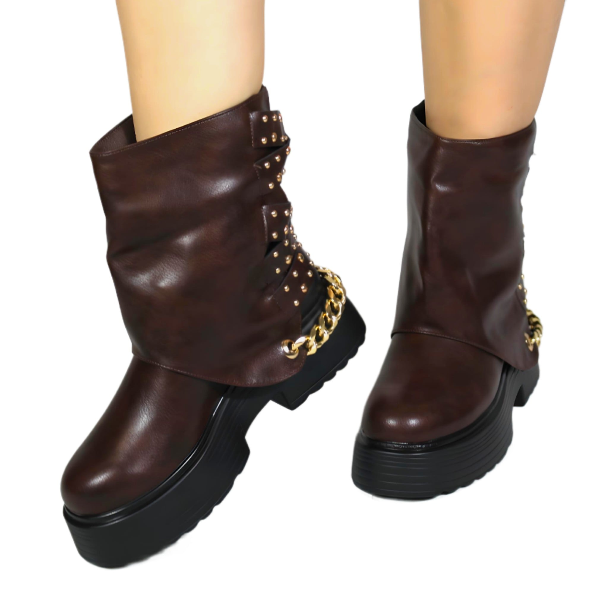 BOTA MUJER BIKER TACHAS 18 YASSNE CAFE - 3