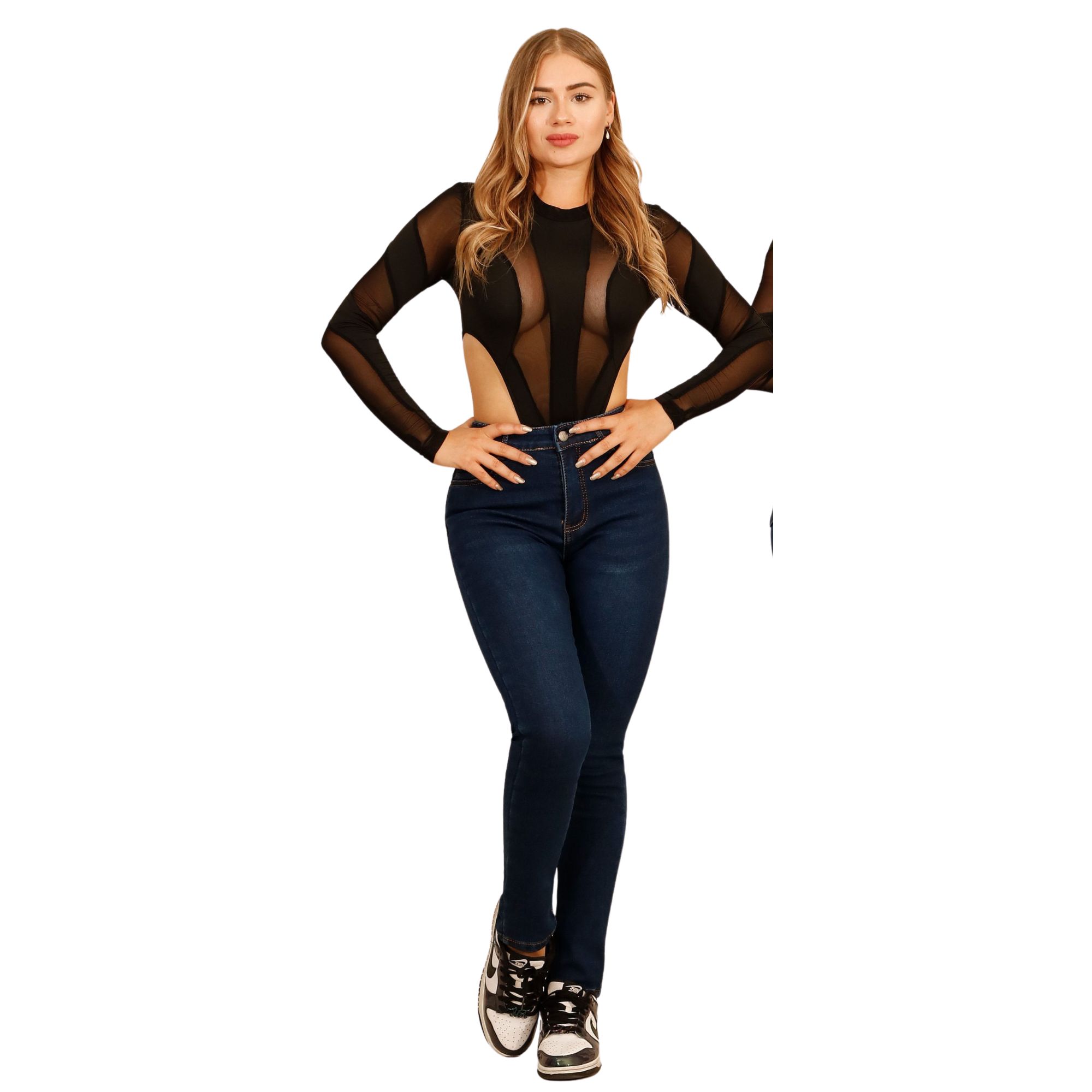 JEANS POLAR SKINNY AZUL OSCURO CON CINTURA ALTA 74 YASSNE - 1
