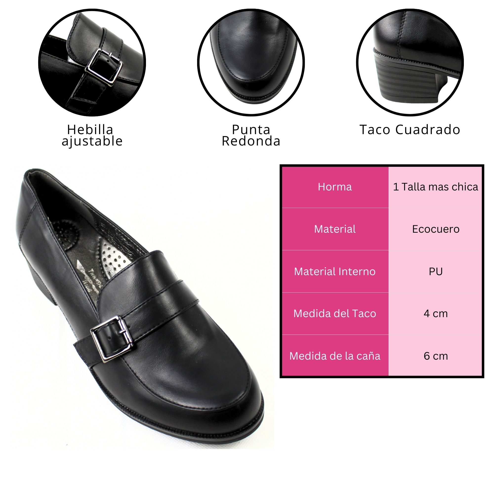MOCASINES DE MUJER TACO BAJO B56 YASSNE NEGRO - 4