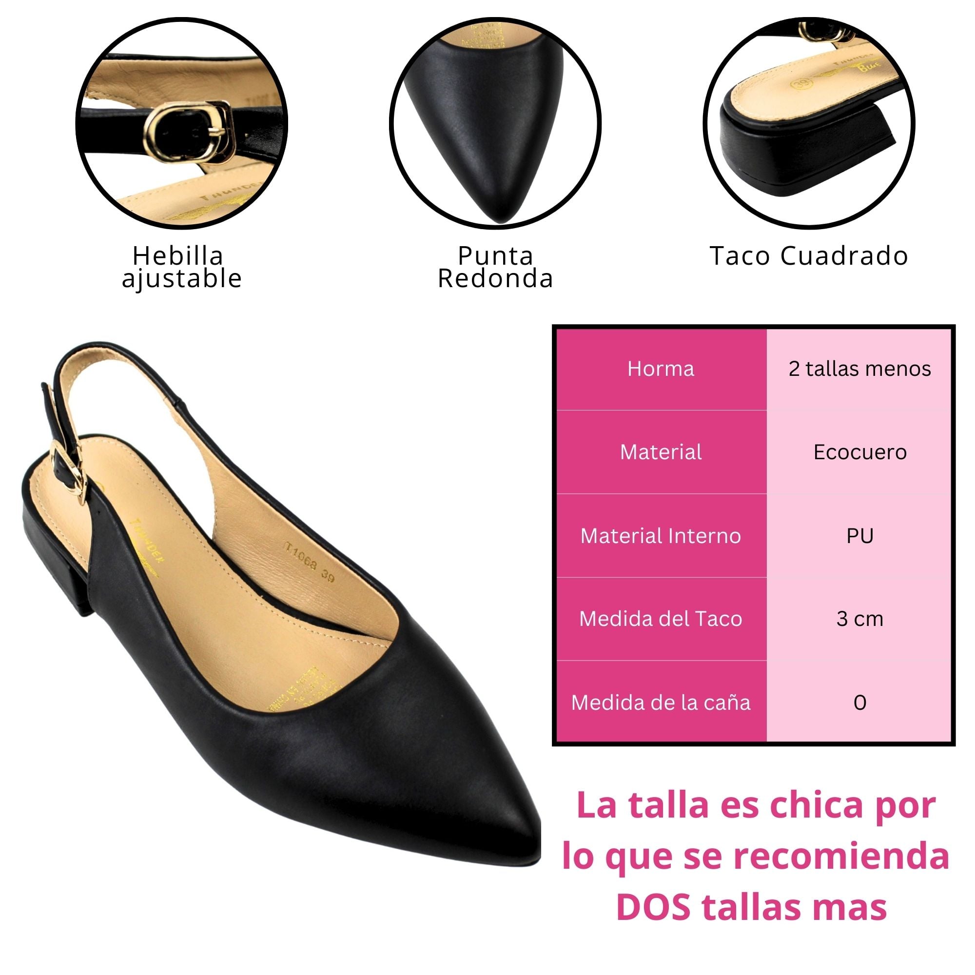 ZAPATOS SLINGBACK DE MUJER CON PUNTA FINA YASSNE NEGRO - 3